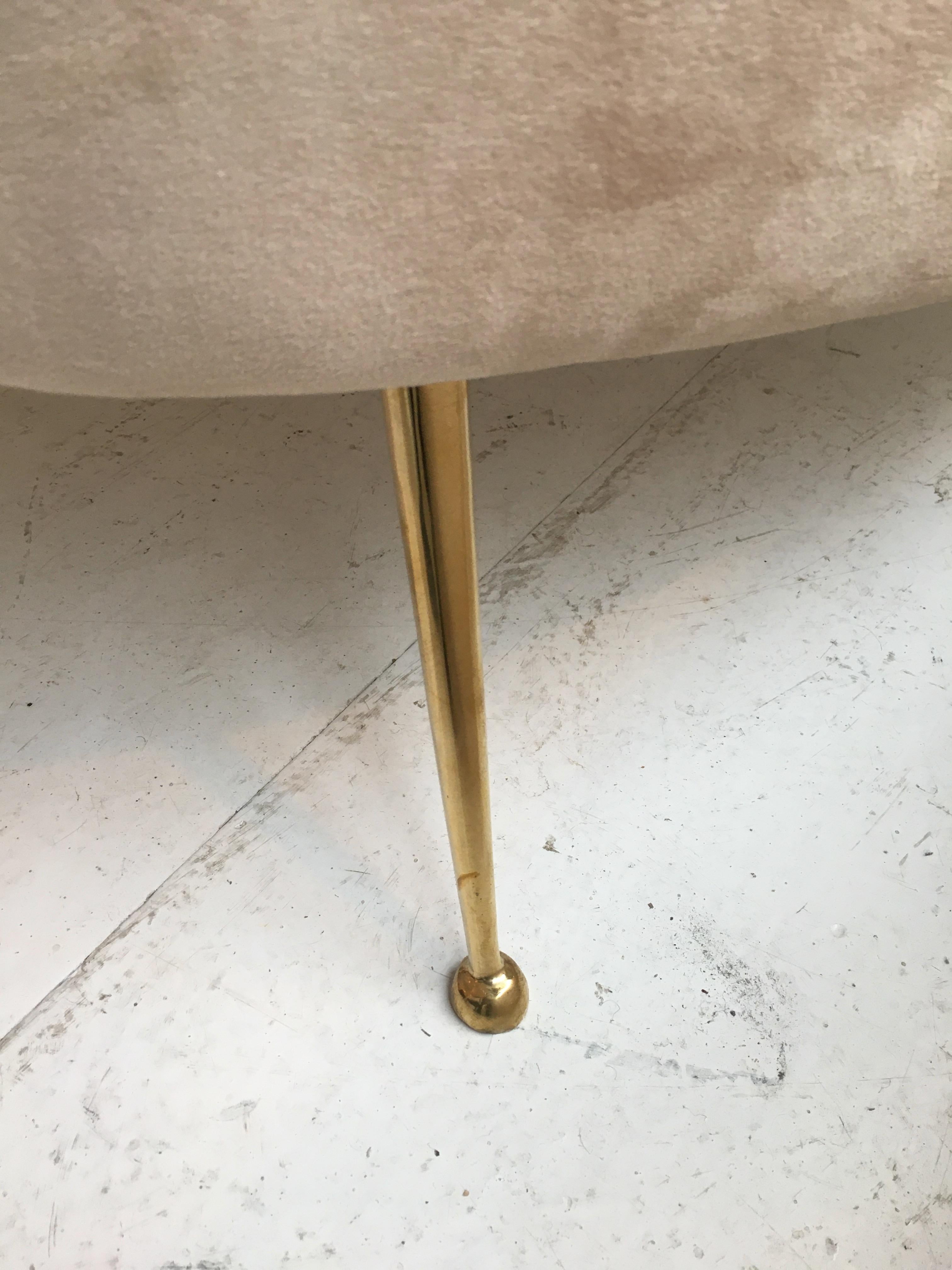 Federico Munari StyIe Italian Velvet Upholstered Curved Sofa with Brass Legs 11
