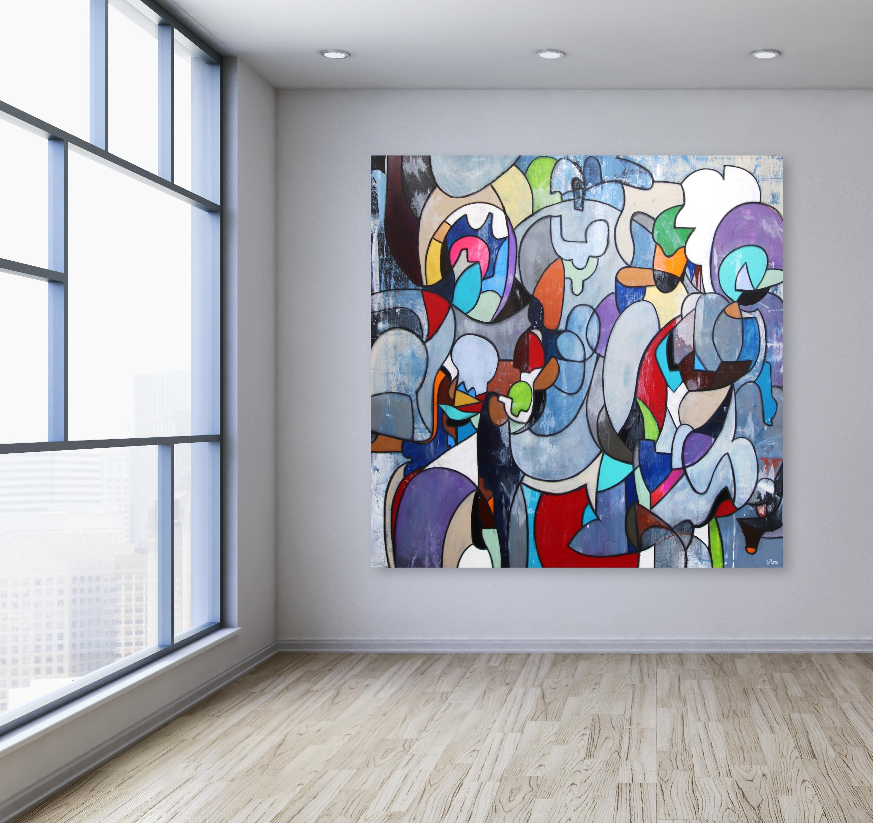 Abisso  - Opera d'arte astratta originale Modern Color su tela di grandi dimensioni - Mixed Media Art Contemporaneo di Federico Pinto Schmid