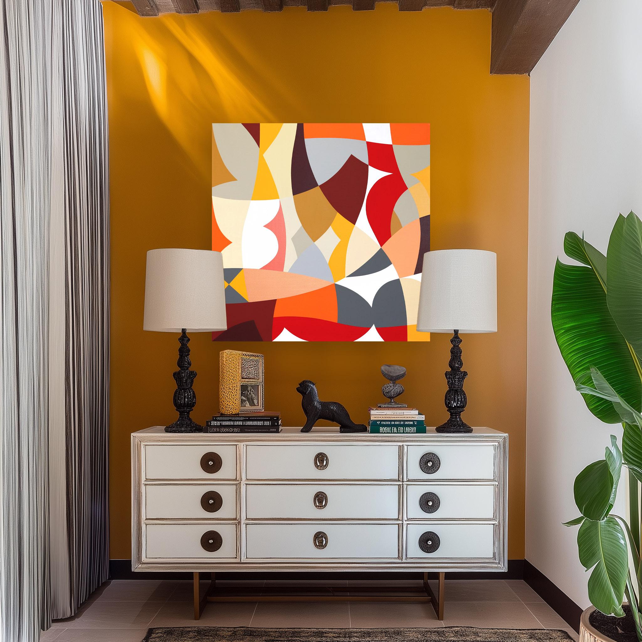 Agrumi - Original Abstract Vibrant Colorful Geometric Shape Painting on Canvas - Contemporary Art by Federico Pinto Schmid
