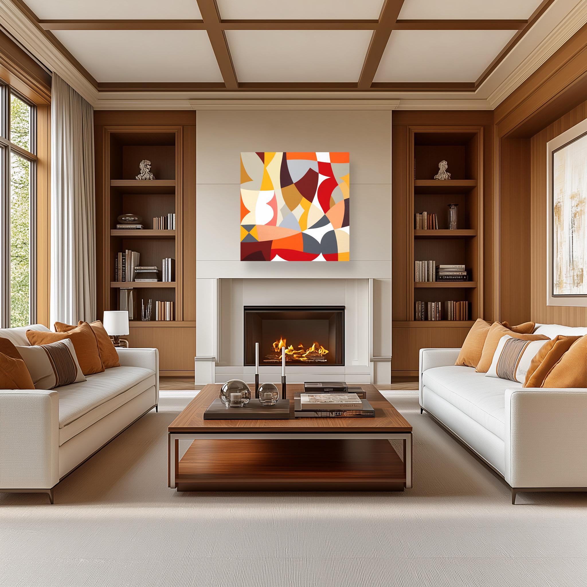 Agrumi - Original Abstract Vibrant Colorful Geometric Shape Painting on Canvas For Sale 3