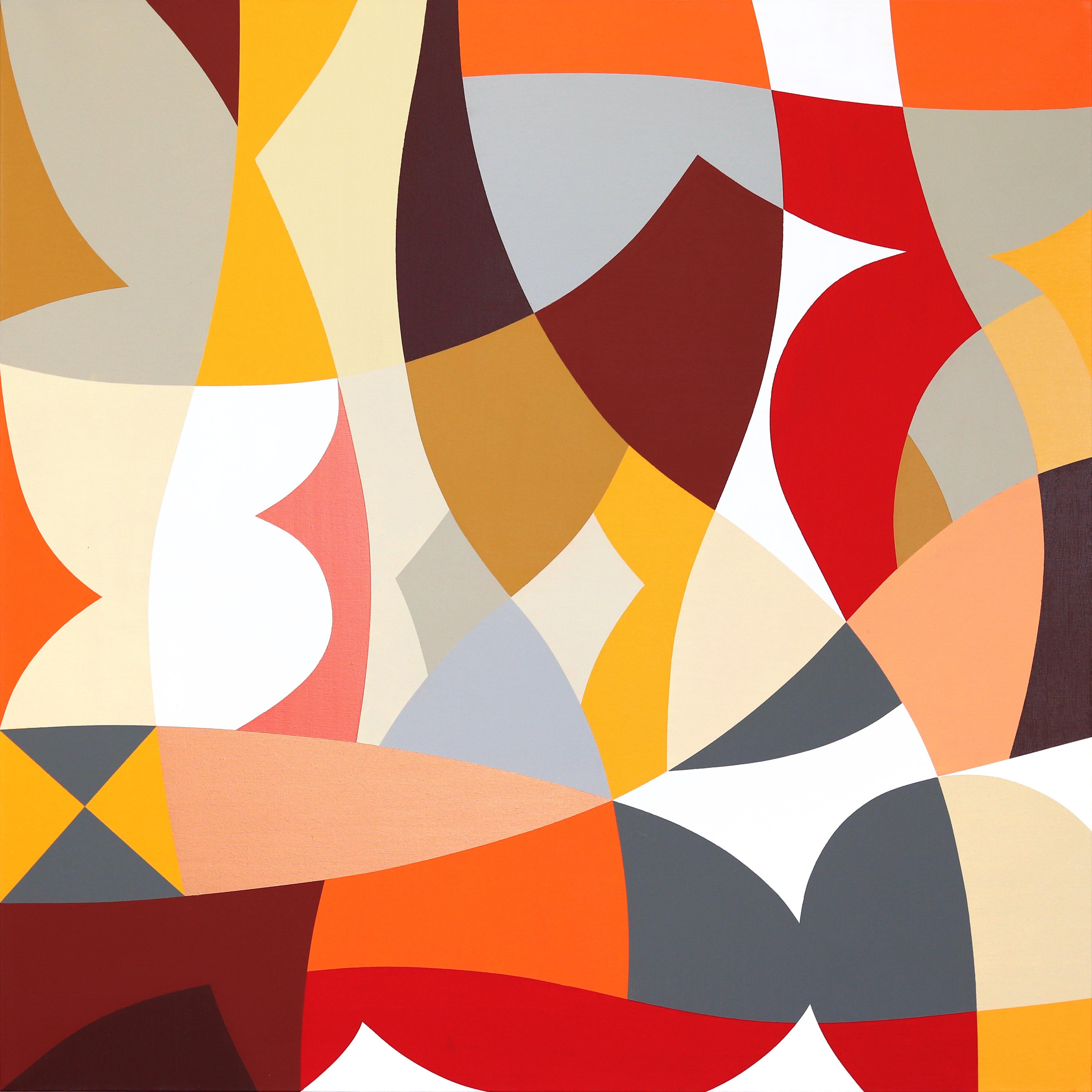 Agrumi - Original Abstract Vibrant Colorful Geometric Shape Painting on Canvas - Art by Federico Pinto Schmid