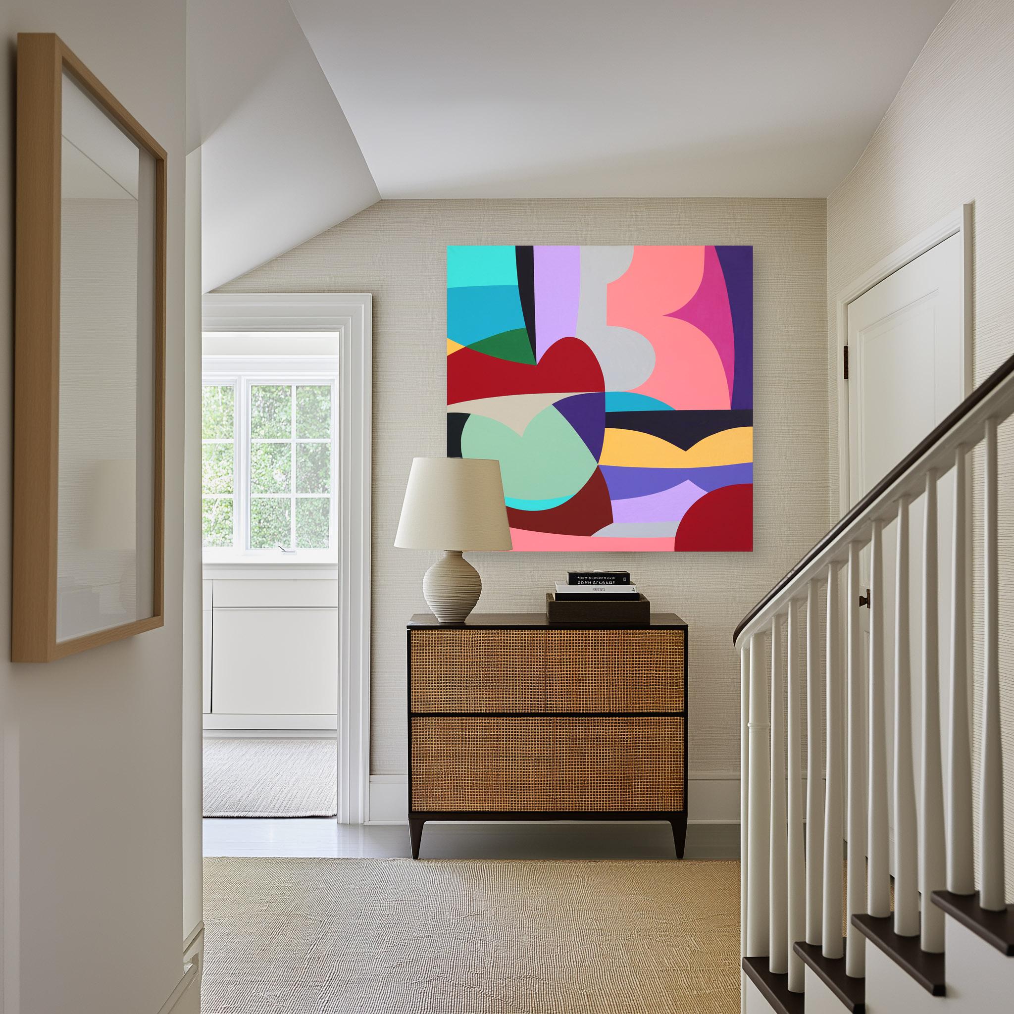 Ares - Original Abstract Vibrant Colorful Geometric Shape Painting on Canvas - Contemporary Art by Federico Pinto Schmid