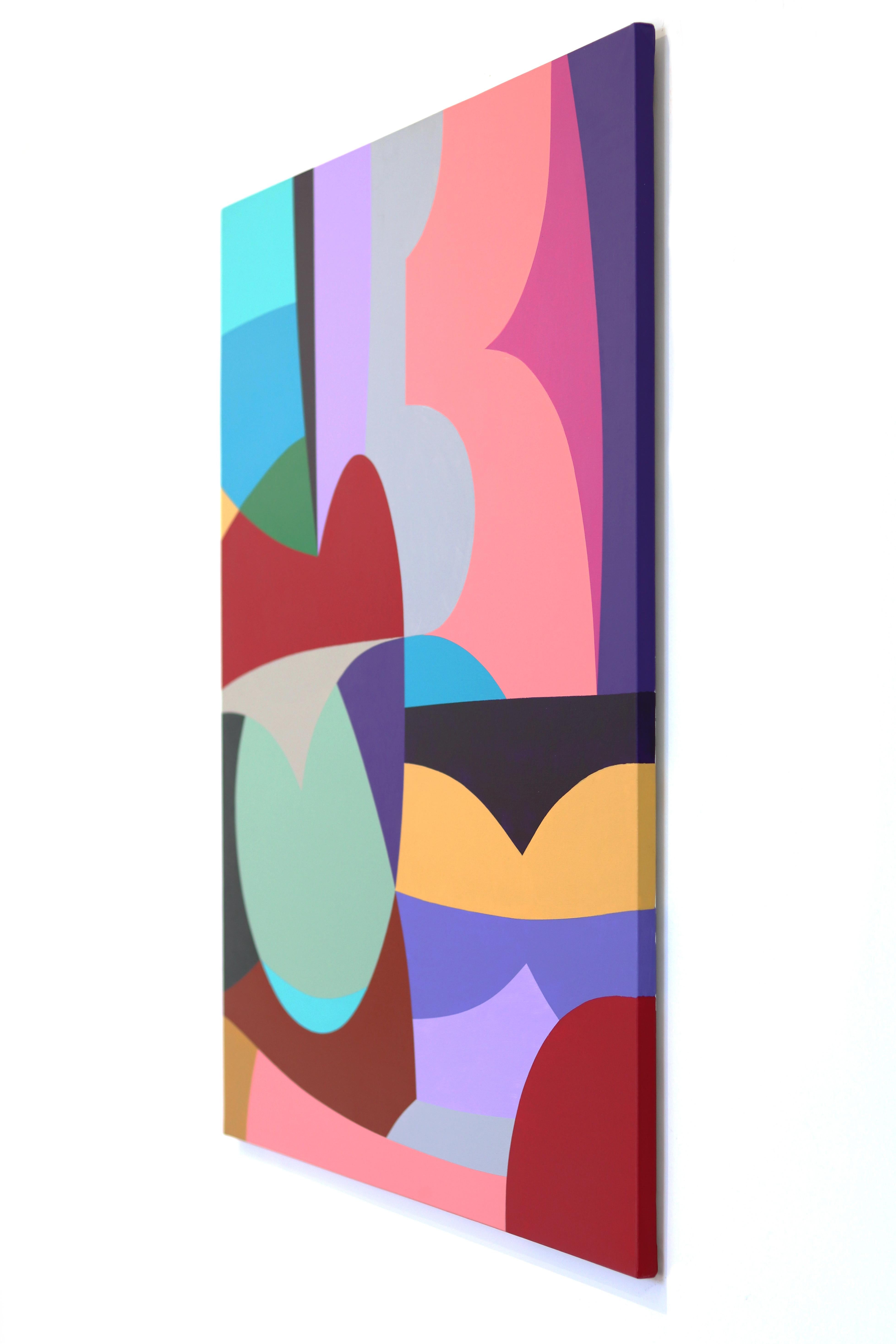 Ares - Original Abstract Vibrant Colorful Geometric Shape Painting on Canvas For Sale 1