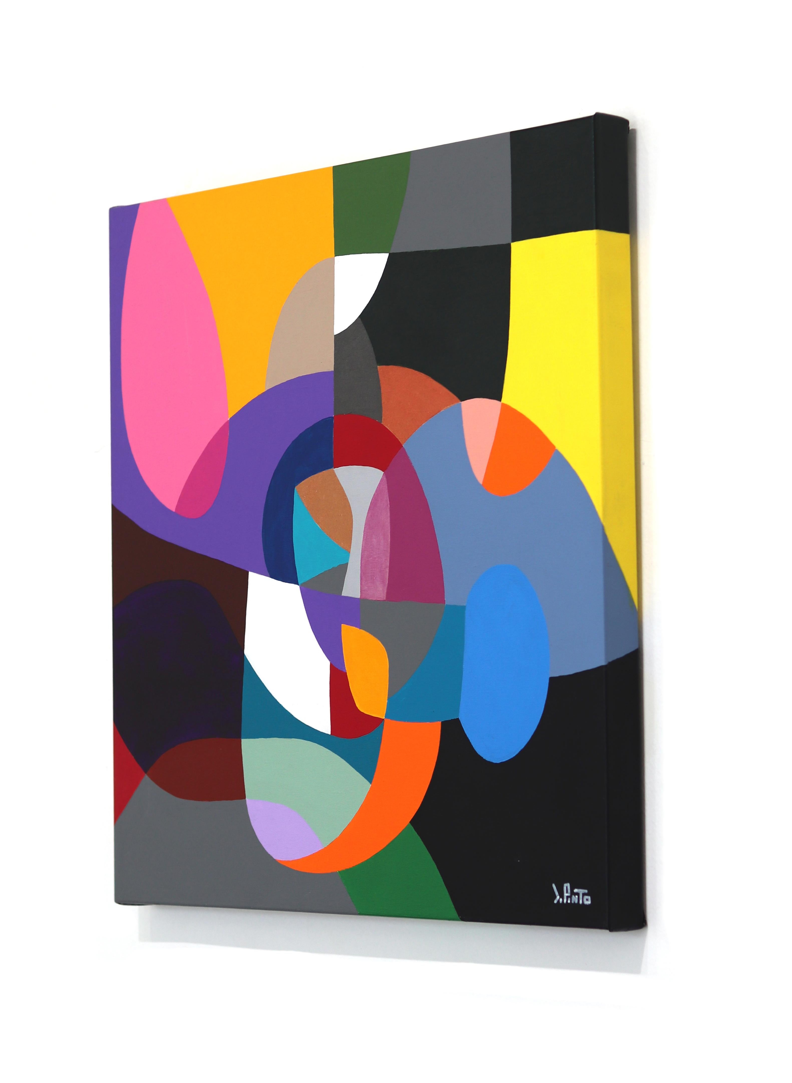 Armocromia - Original Abstract Colorful Geometric Acrylic Painting on Canvas For Sale 1