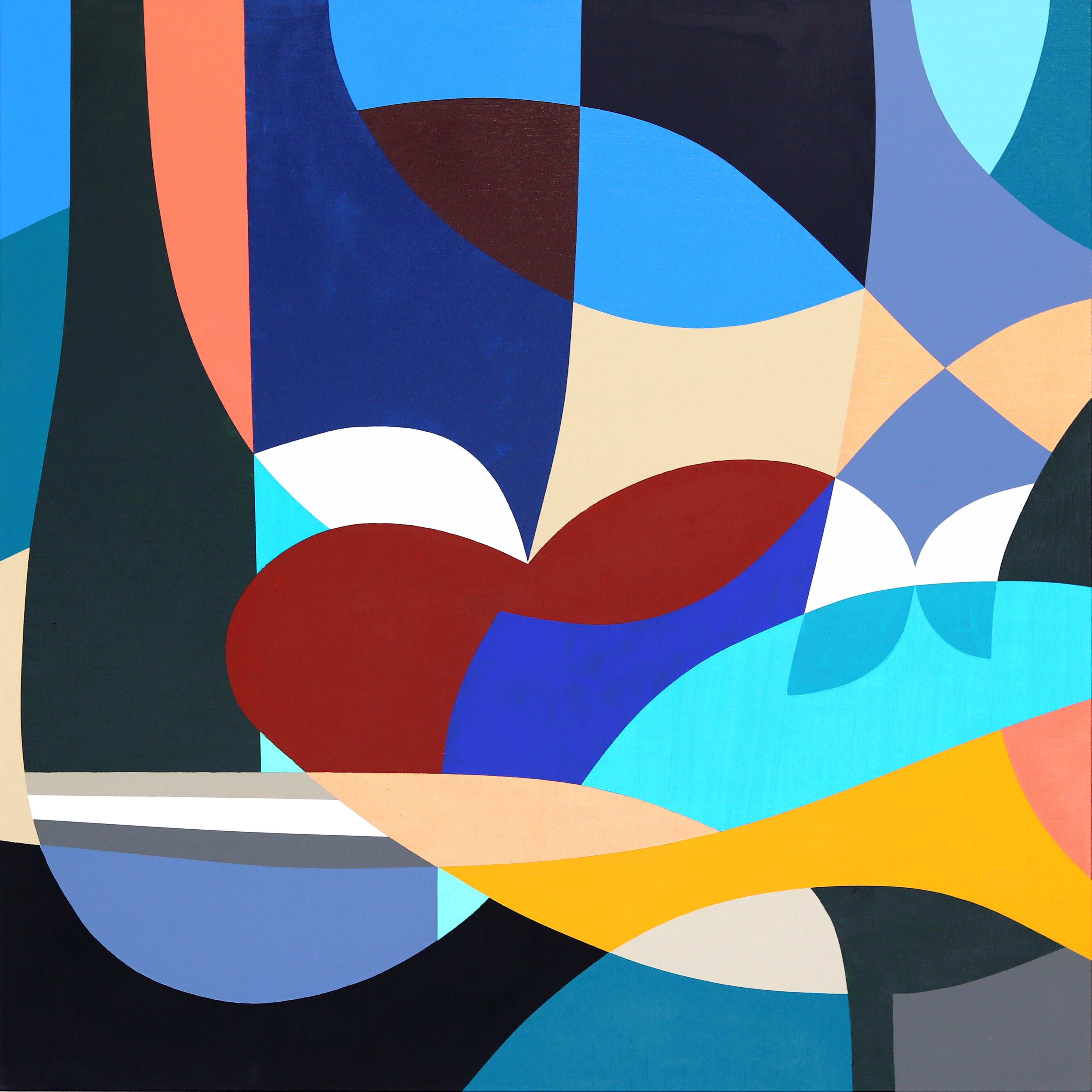 Designs, shapes, and colors find a balance between a polite instinct and a domesticated confusion within the cubist-inspired artworks by Tuscan artist Federico Pinto Schmid. Partially restraining the seemingly boundless color are bold shapes, Pinto