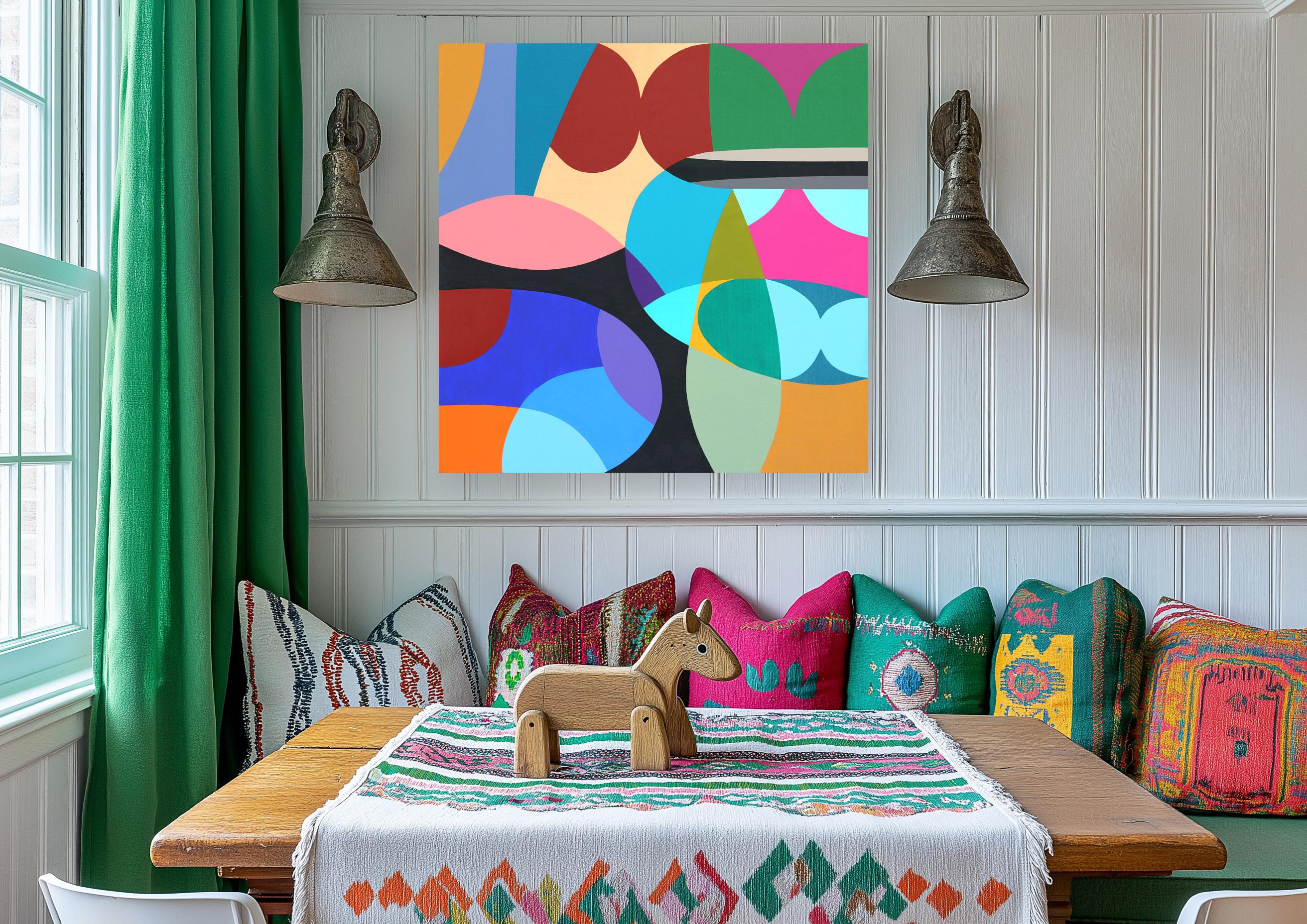 Equilibrio - Original Abstract Colorful Geometric Acrylic Painting on Canvas For Sale 3