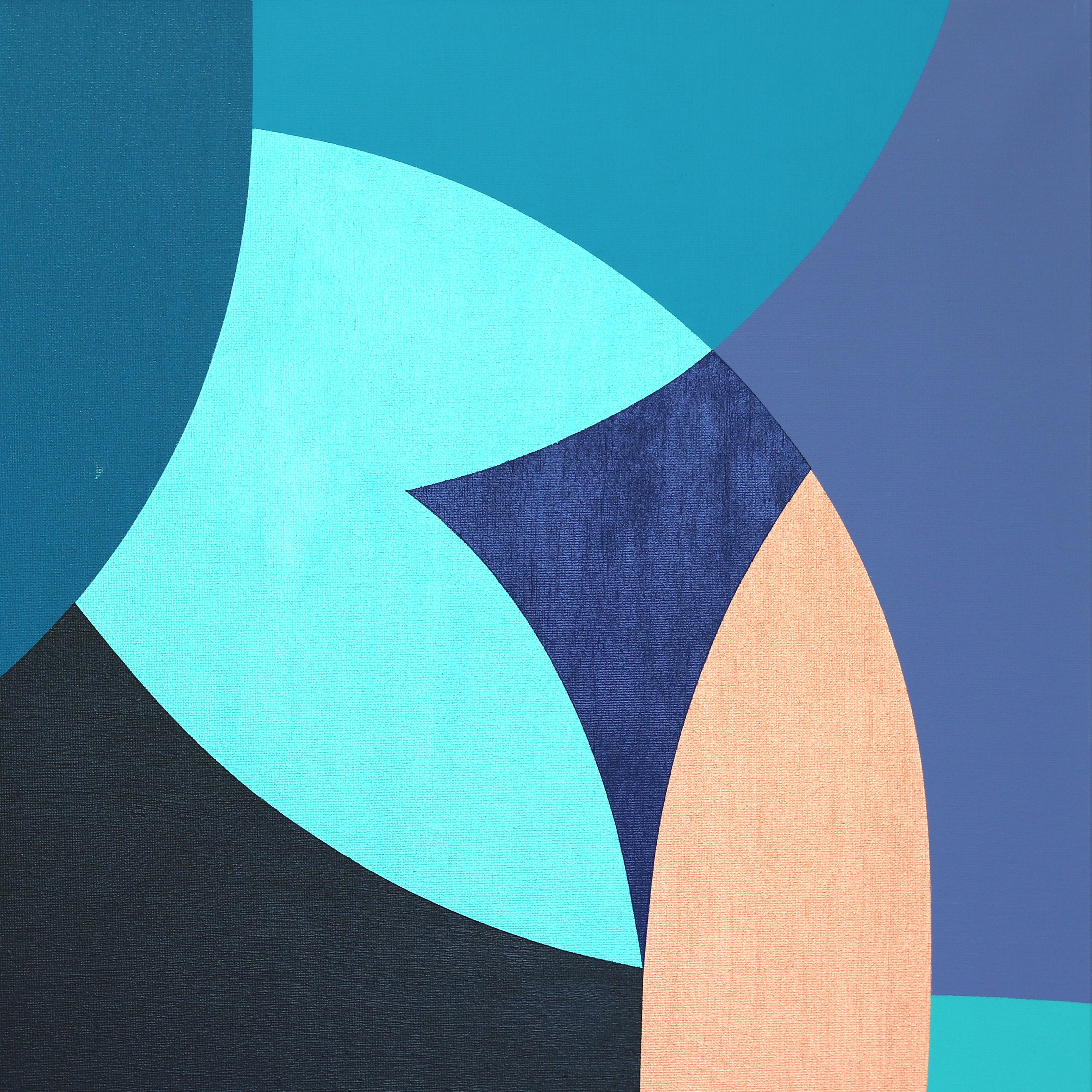 Farfalle - Original Abstract Vibrant Colorful Geometric Shape Painting on Canvas For Sale 4