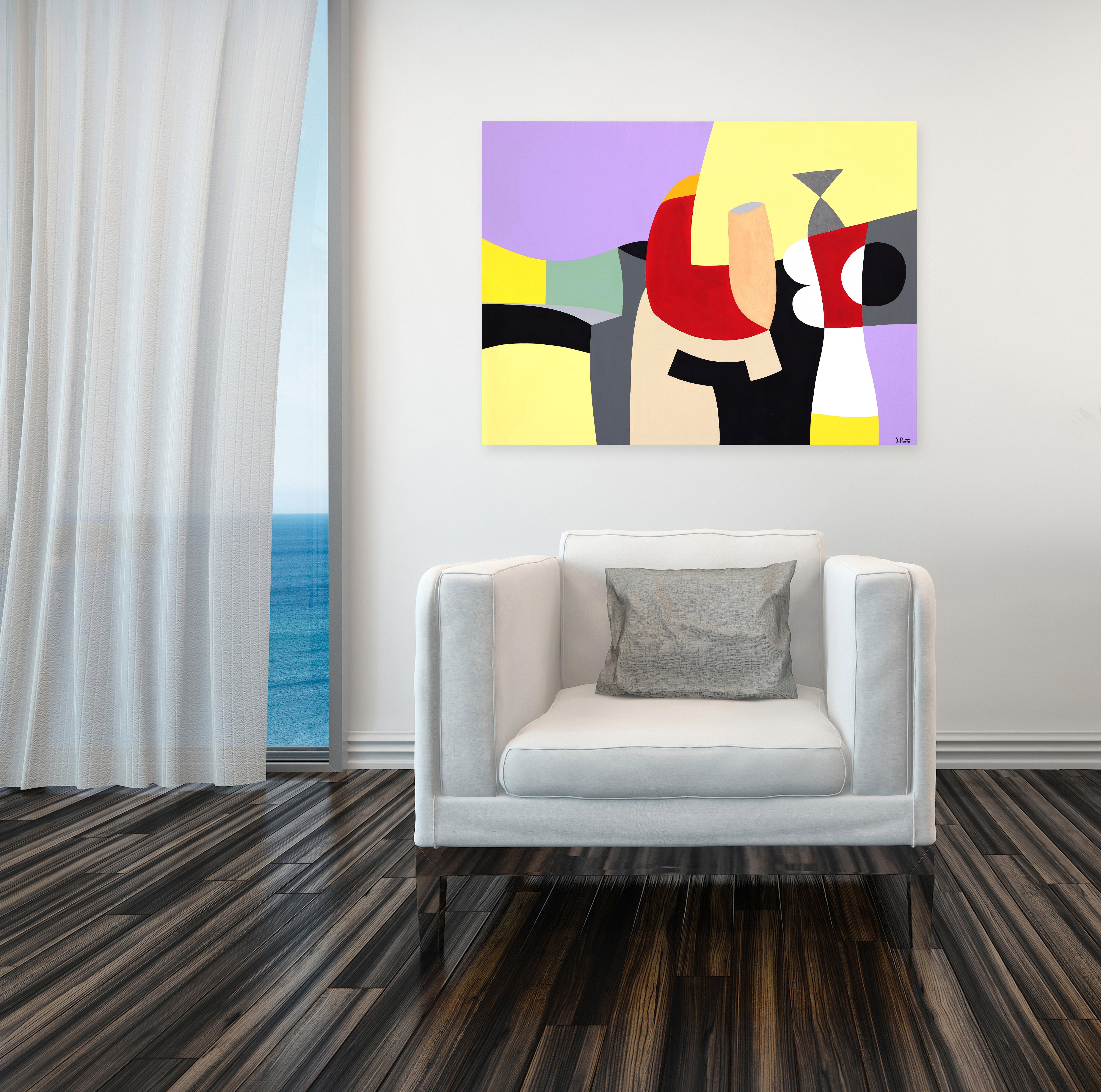 Intesa 1 - Original Abstraktes, lebhaftes, farbenfrohes, geometrisches Kunstwerk auf Leinwand (Zeitgenössisch), Art, von Federico Pinto Schmid