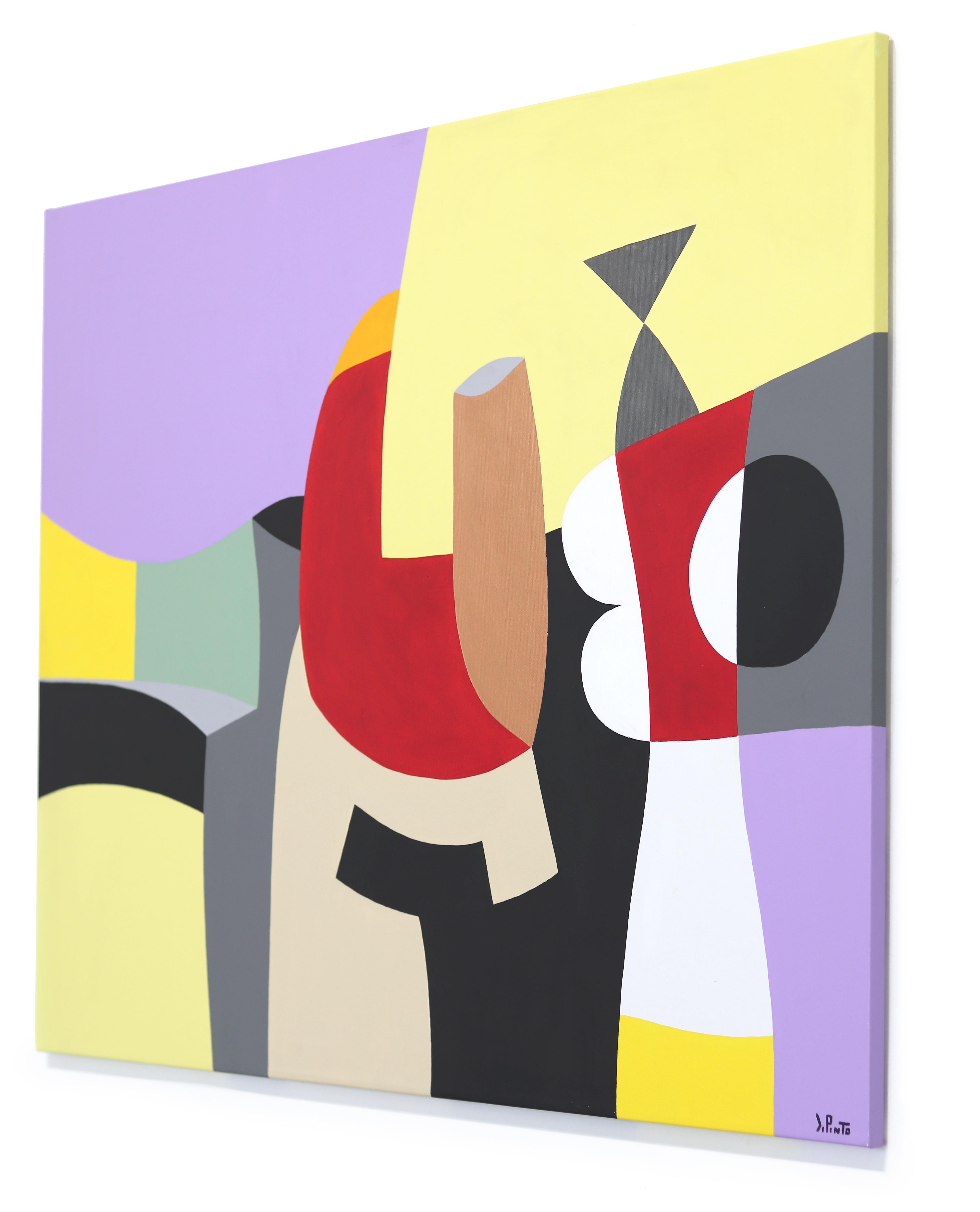 Intesa 1 - Original Abstraktes, lebhaftes, farbenfrohes, geometrisches Kunstwerk auf Leinwand 1