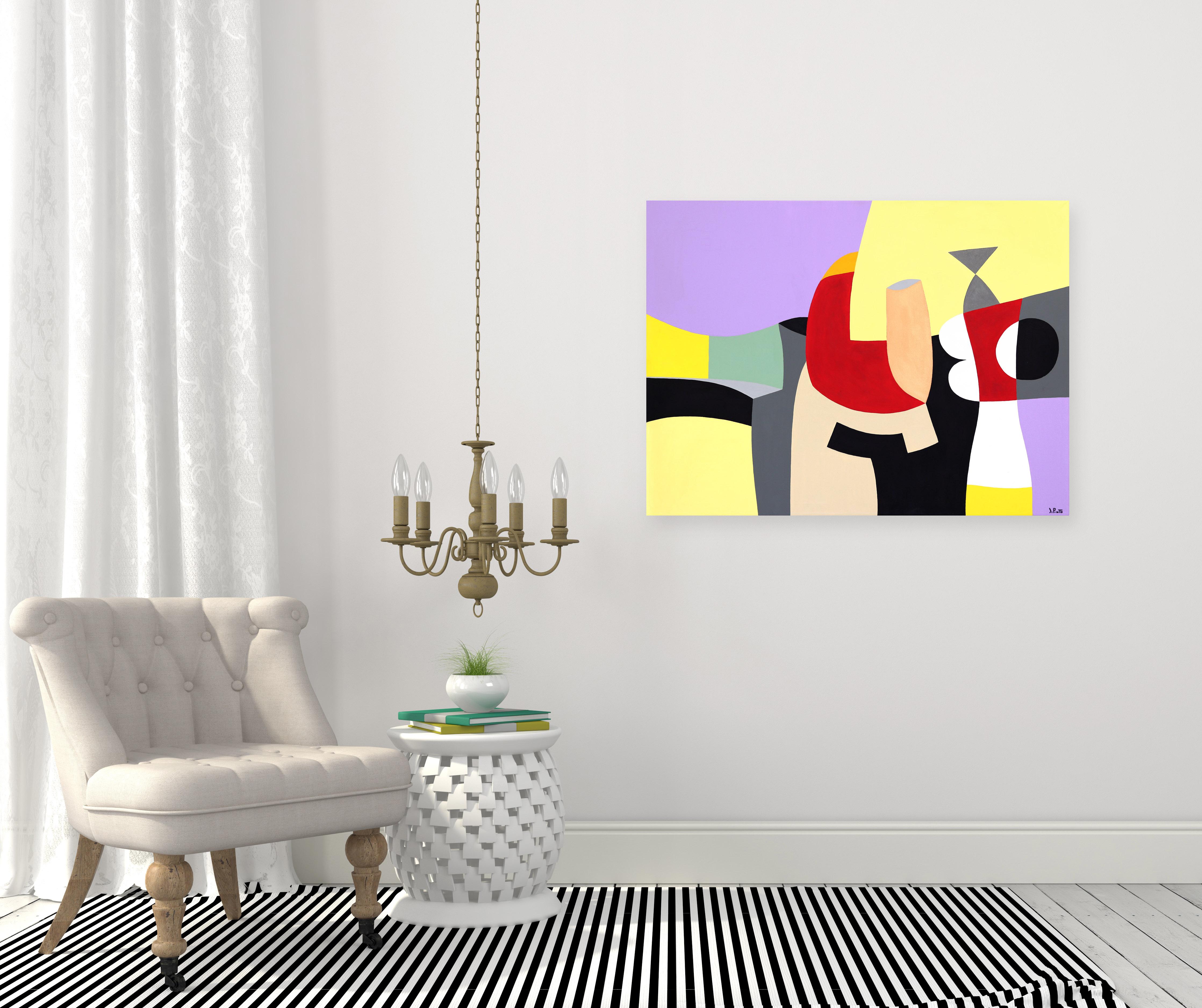 Intesa 1 - Original Abstraktes, lebhaftes, farbenfrohes, geometrisches Kunstwerk auf Leinwand 3