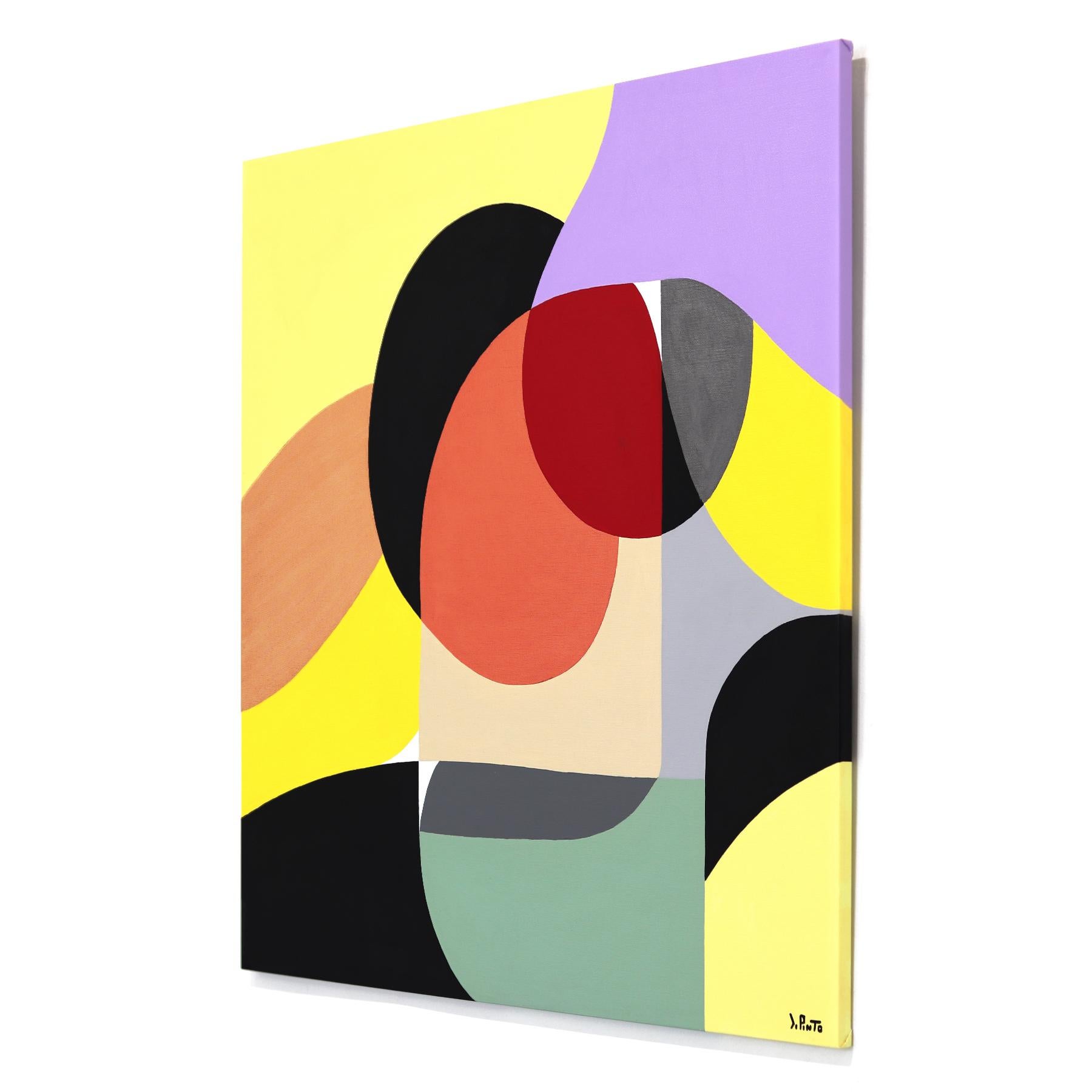 Intesa 2 - Original Abstract Vibrant Colorful Geometric Artwork on Canvas For Sale 3