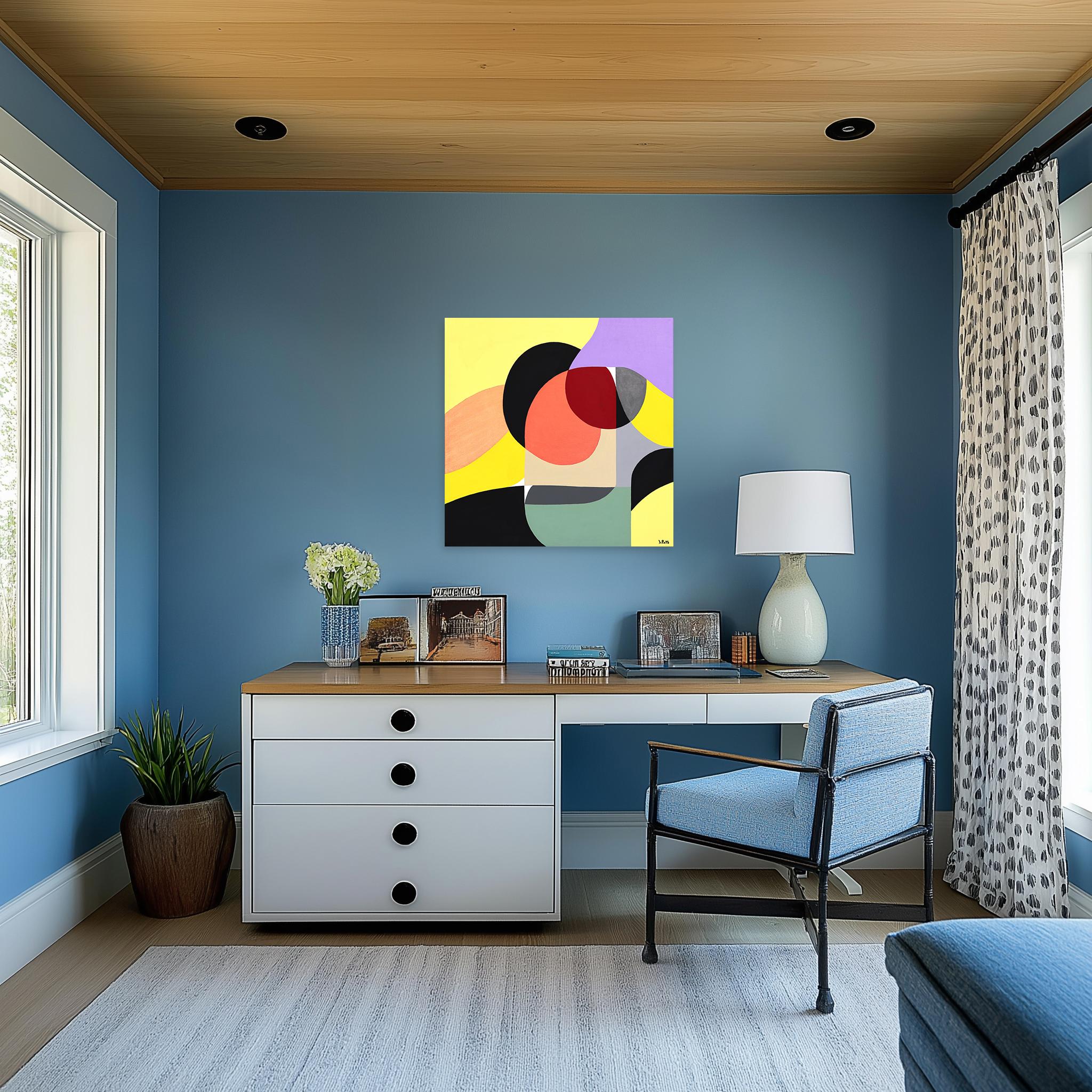 Intesa 2 - Original Abstract Vibrant Colorful Geometric Artwork on Canvas For Sale 5