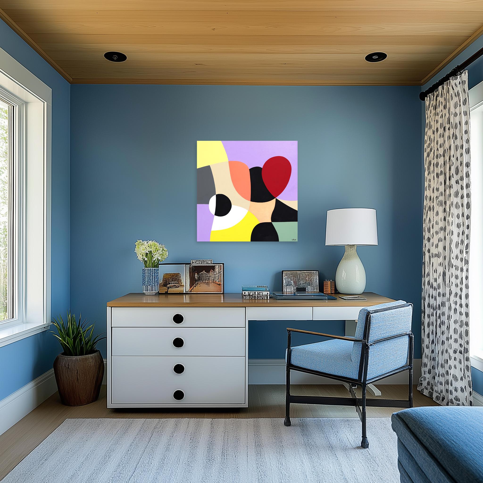 Intesa 4 - Original Abstraktes, lebhaftes, farbenfrohes, geometrisches Kunstwerk auf Leinwand – Painting von Federico Pinto Schmid