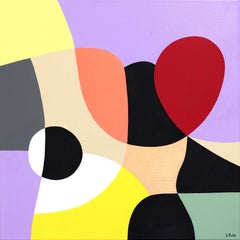 Intesa 4 - Originale opera d'arte geometrica astratta vibrante e colorata su tela