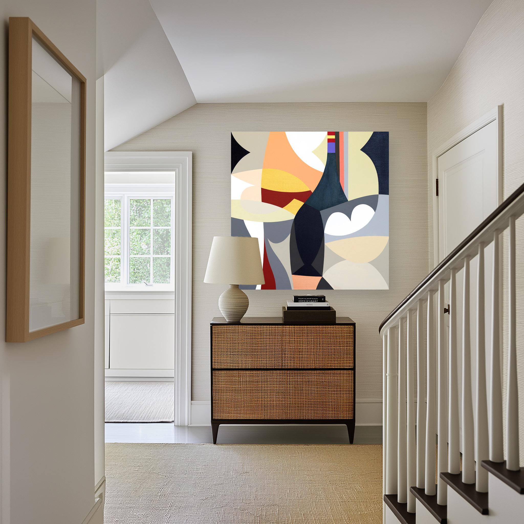 Inverno - Original Abstract Muted Colors Geometric Acrylic Painting on Canvas For Sale 3
