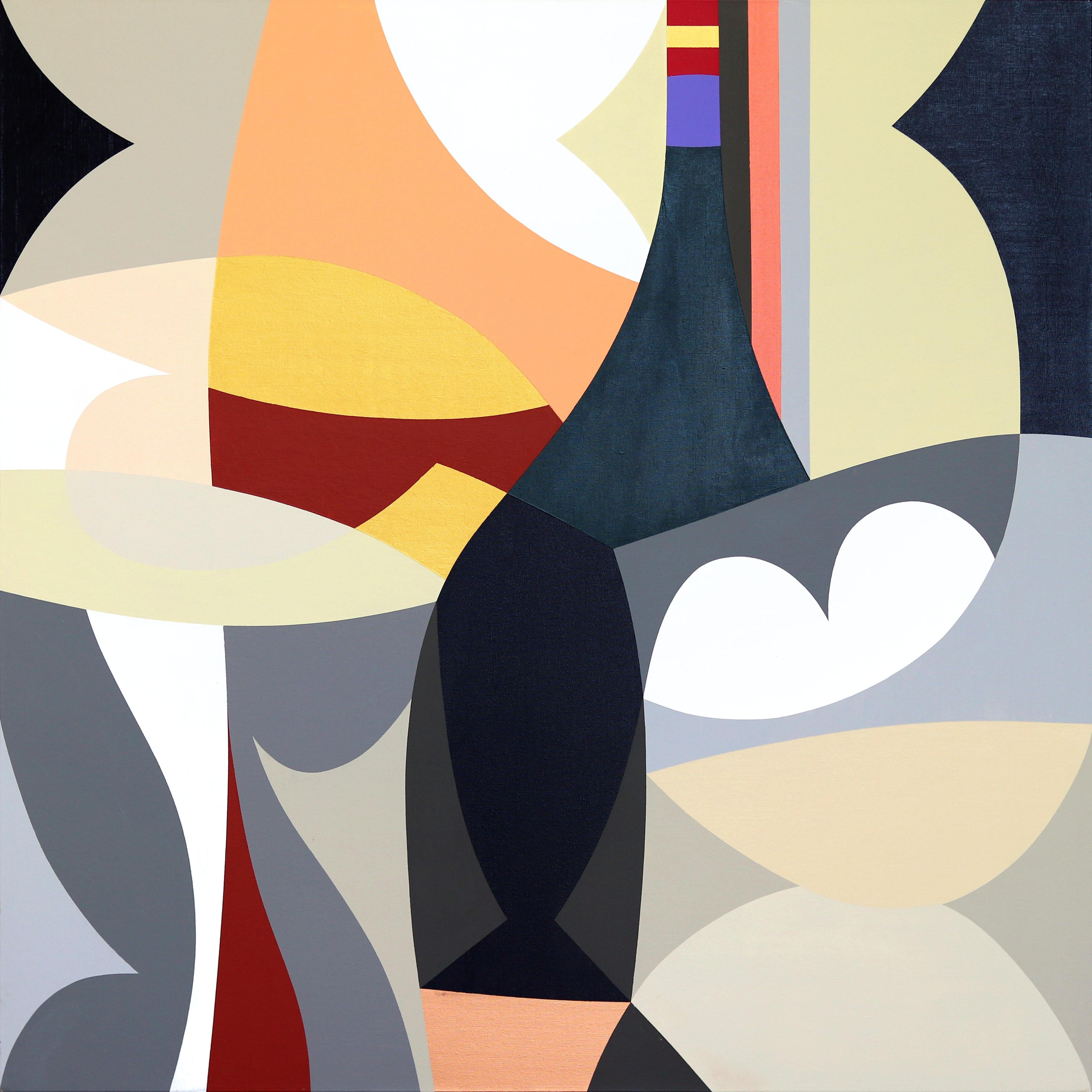 Inverno - Original Abstract Muted Colors Geometric Acrylic Painting on Canvas - Art by Federico Pinto Schmid
