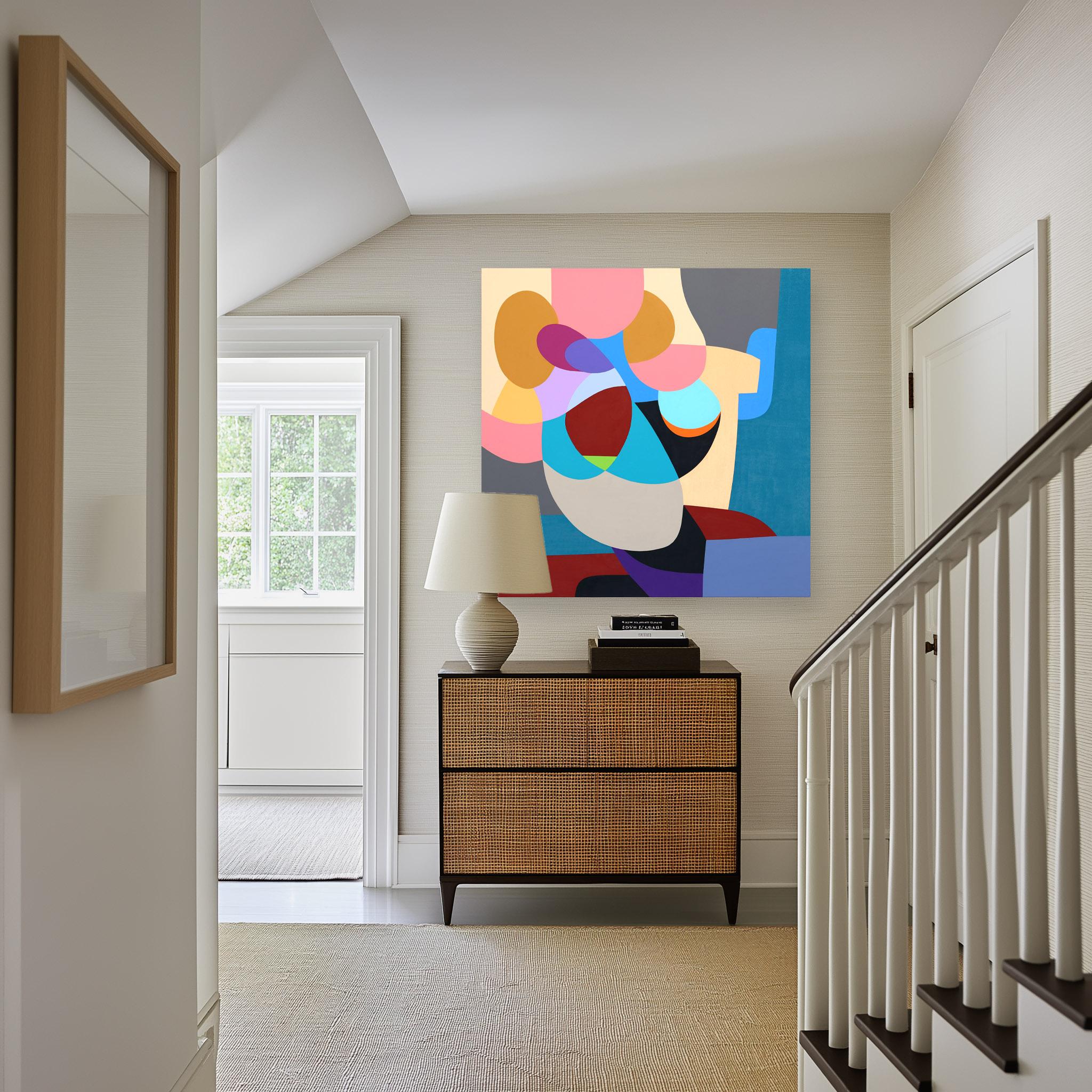 Libra - Original Abstract Colorful Geometric Shapes Acrylic Painting on Canvas - Contemporary Art by Federico Pinto Schmid