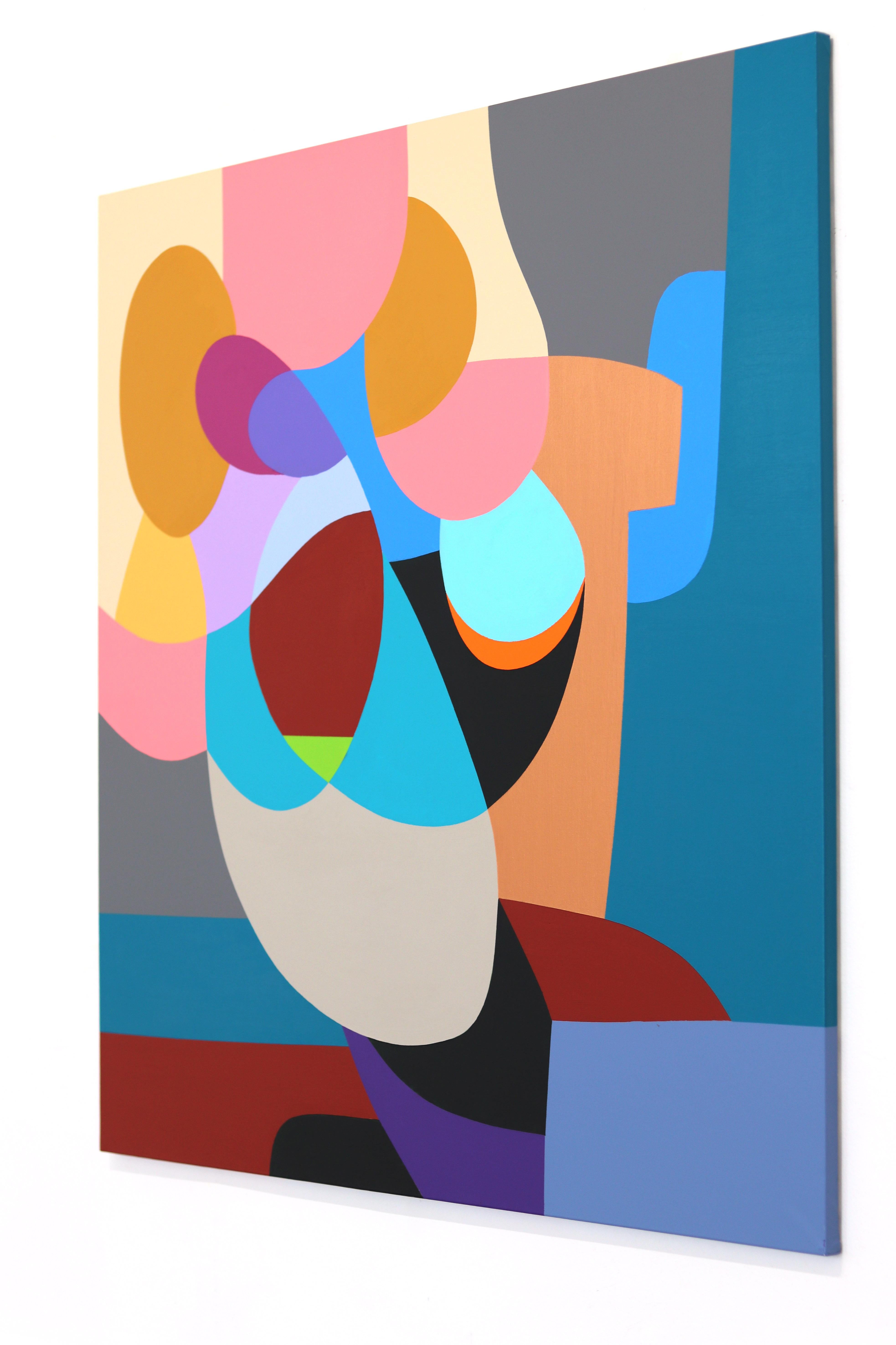 Libra - Original Abstract Colorful Geometric Shapes Acrylic Painting on Canvas For Sale 1