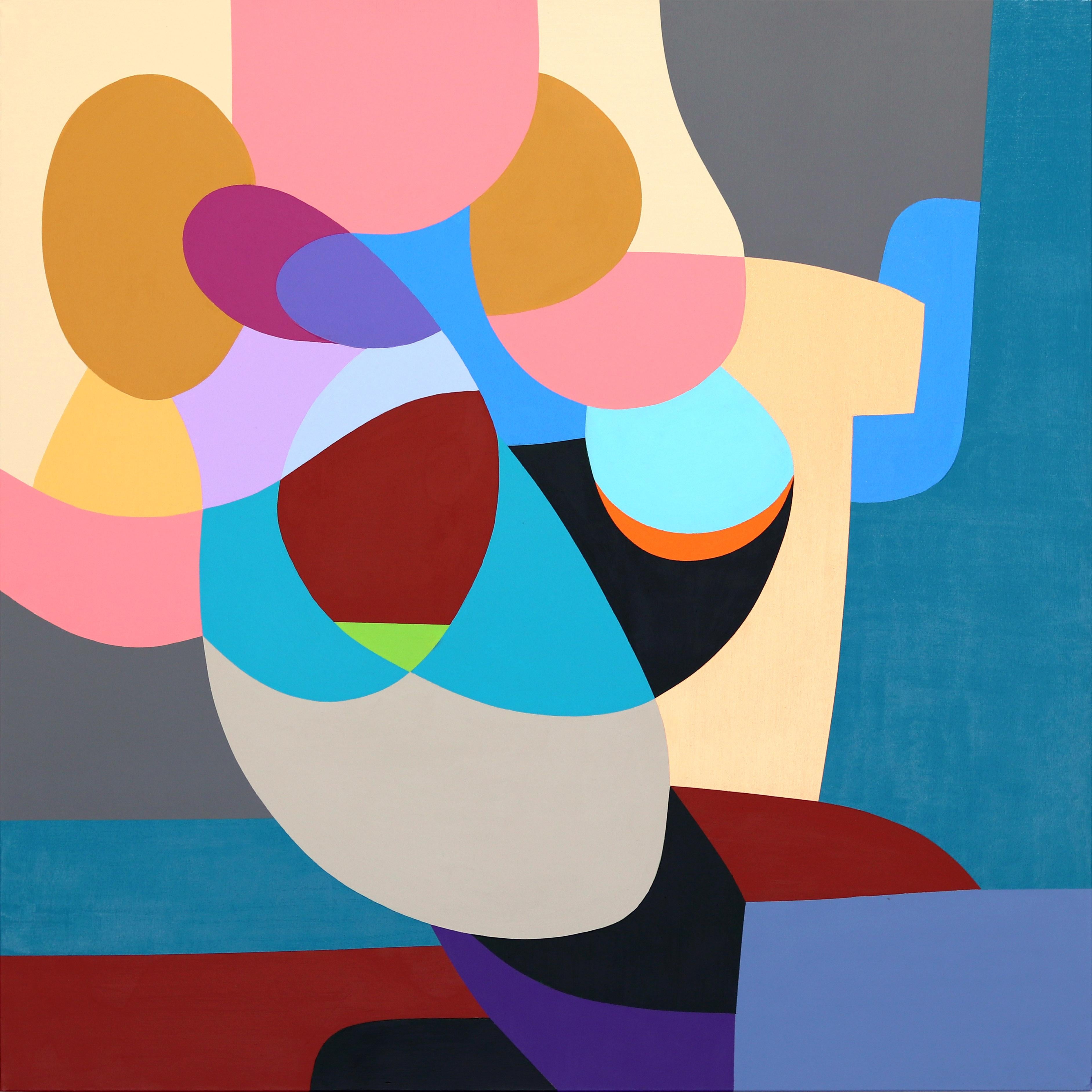 Libra - Original Abstract Colorful Geometric Shapes Acrylic Painting on Canvas - Art by Federico Pinto Schmid