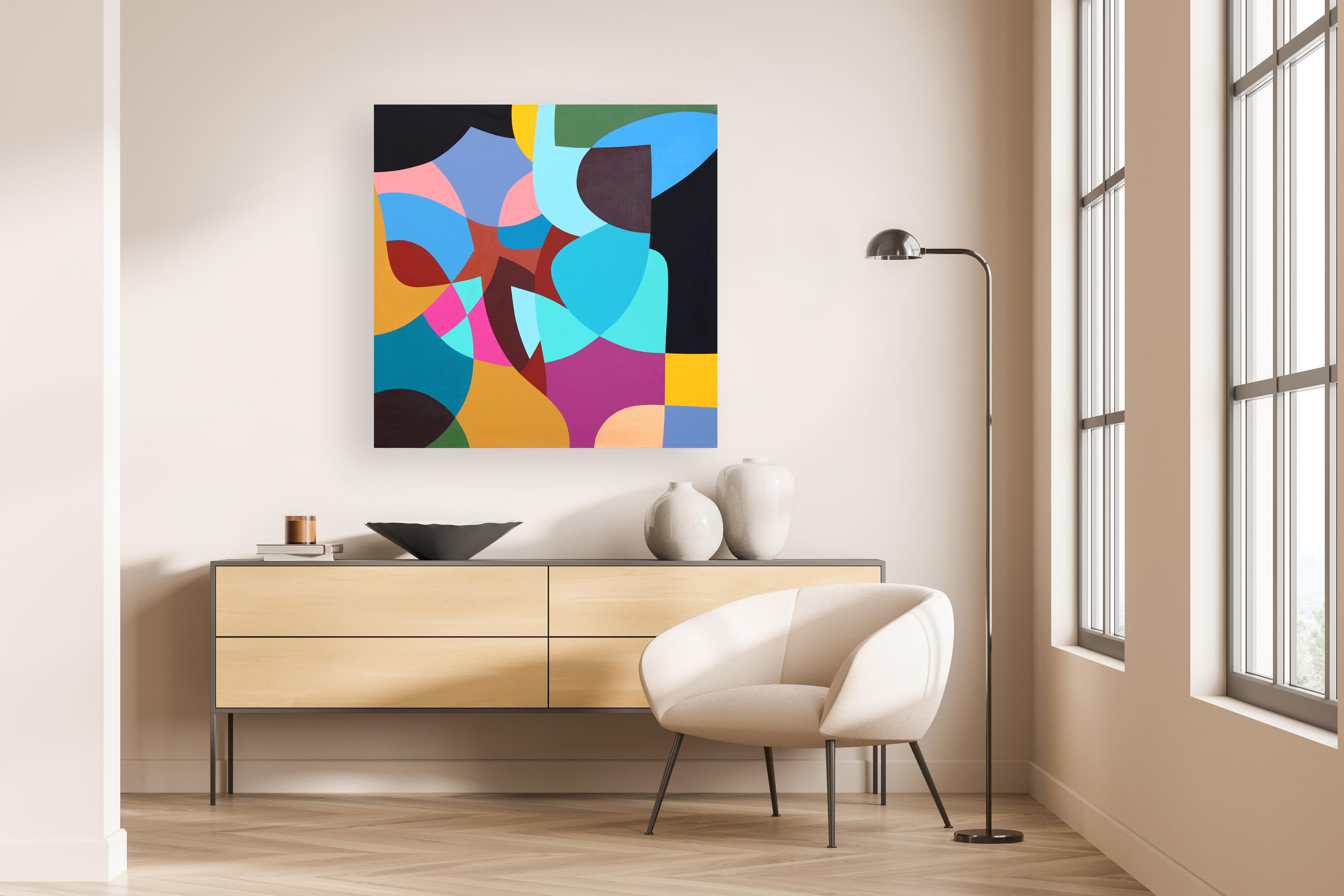 Tree of Life  - Original Abstract Vibrant Colorful Geometric Shape Painting - Blue Abstract Painting by Federico Pinto Schmid