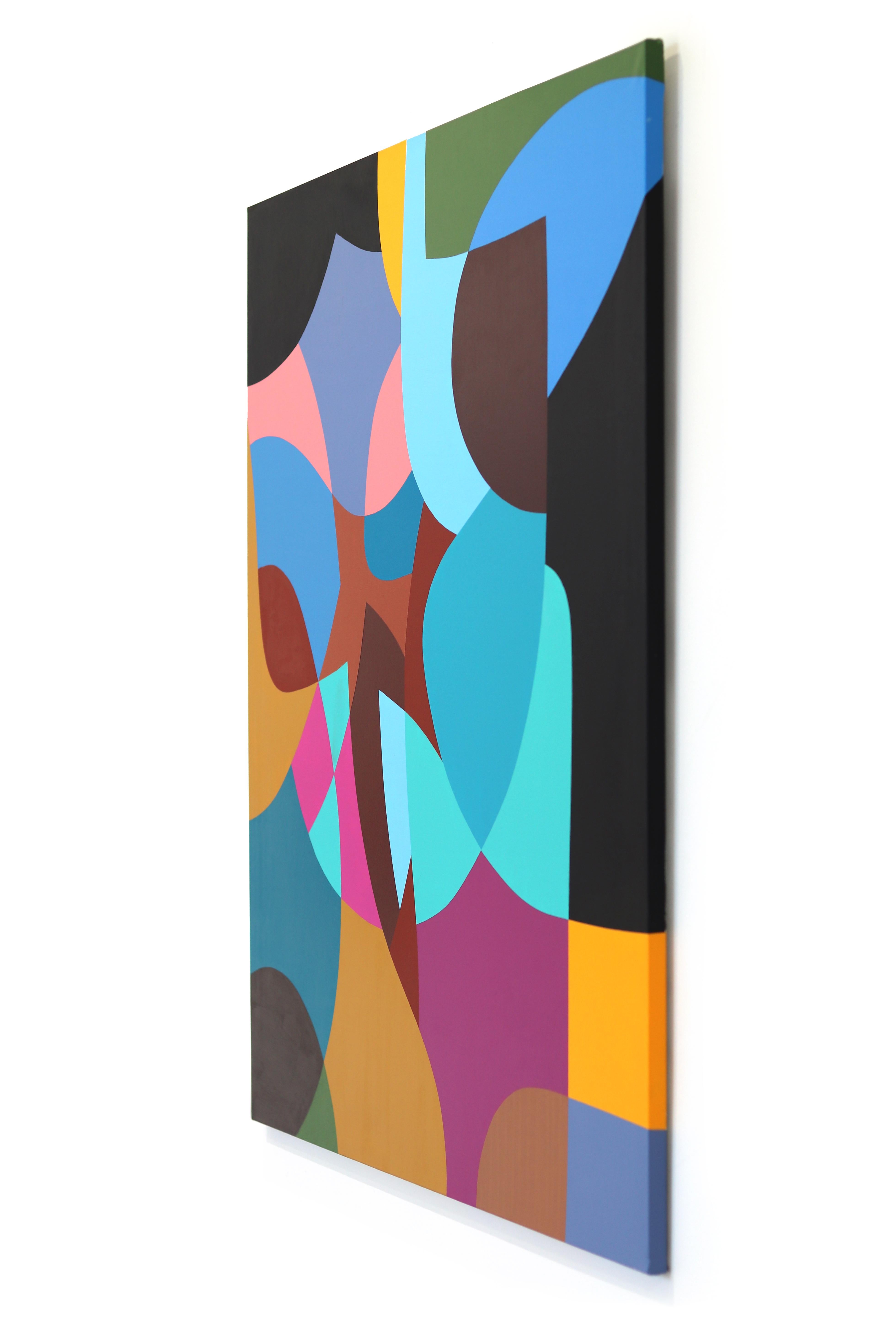 Tree of Life  - Original Abstract Vibrant Colorful Geometric Shape Painting For Sale 1