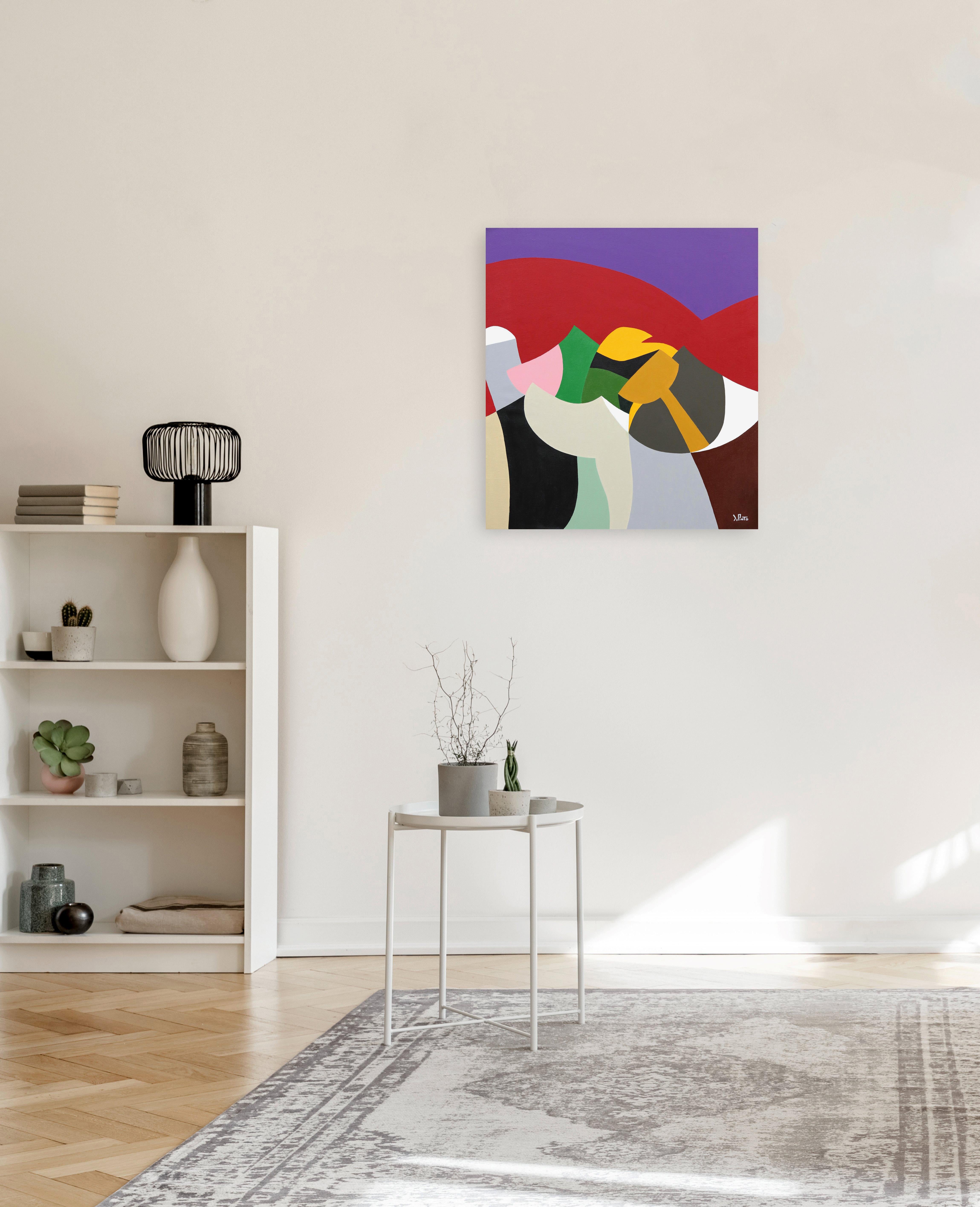 Vulcano - Colorful Contemporary Artwork on Canvas - Original Painting For Sale 3