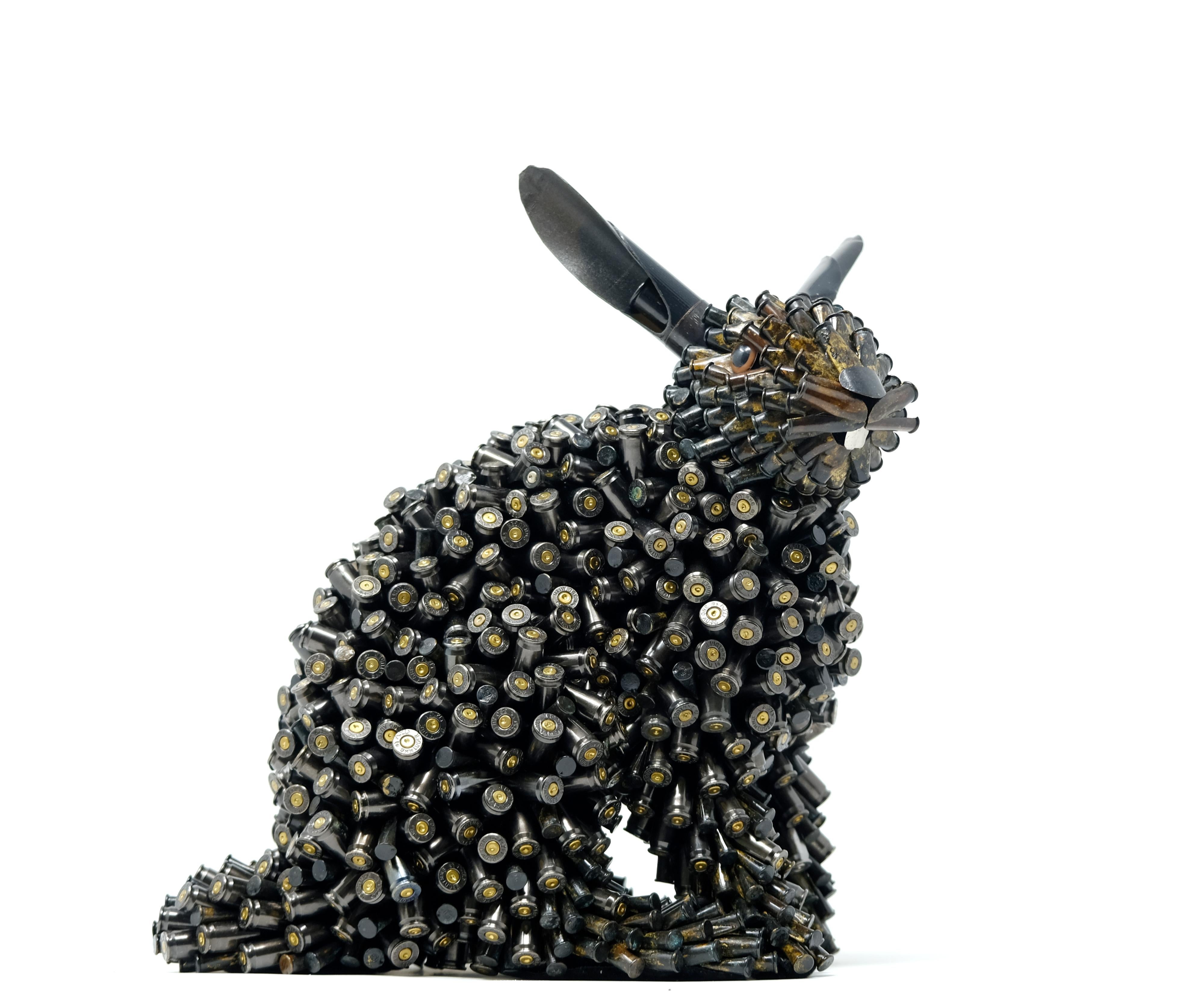 Federico Uribe Figurative Sculpture - Black Rabbit