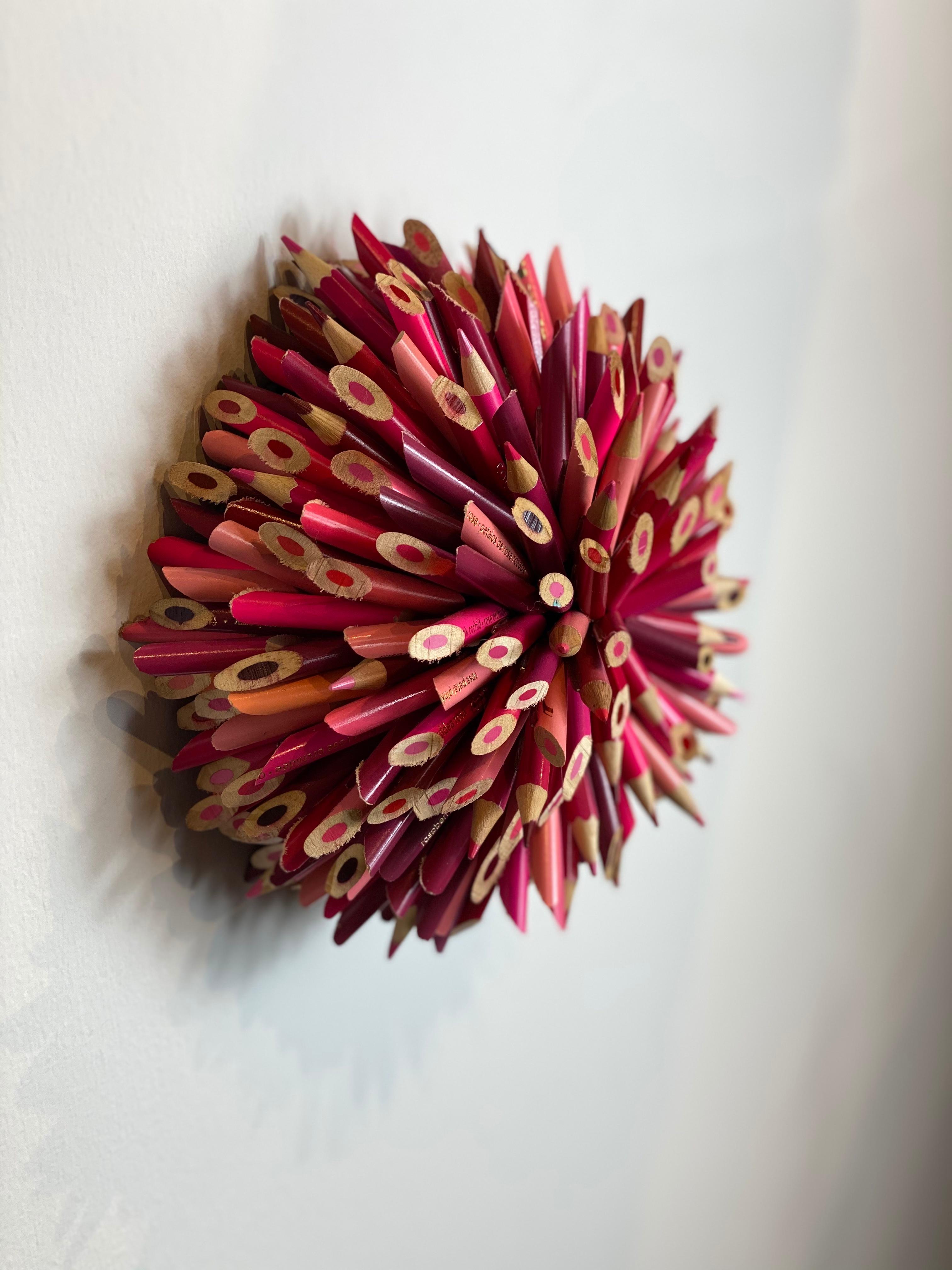 Pink Pencil Flower - Contemporary Mixed Media Art by Federico Uribe