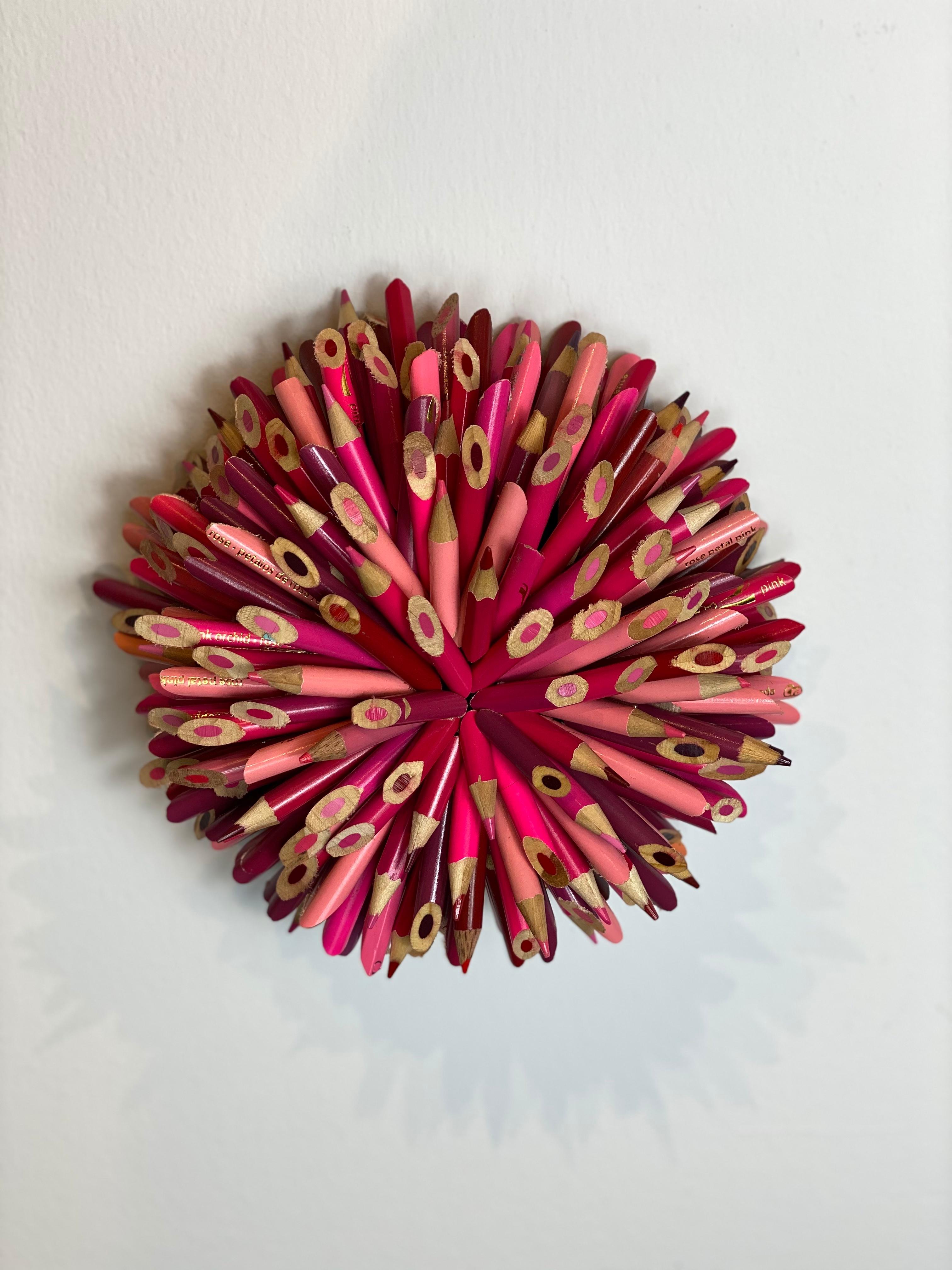 Pink Pencil Flower - Mixed Media Art by Federico Uribe