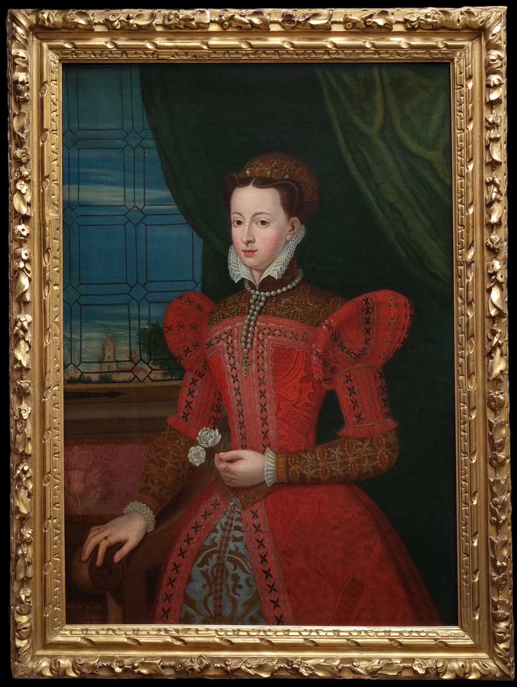 Portrait of Lady, Mary Queen of Scots, 18th century, Antique oil painting canvas - Old Masters Art by Federico Zuccari