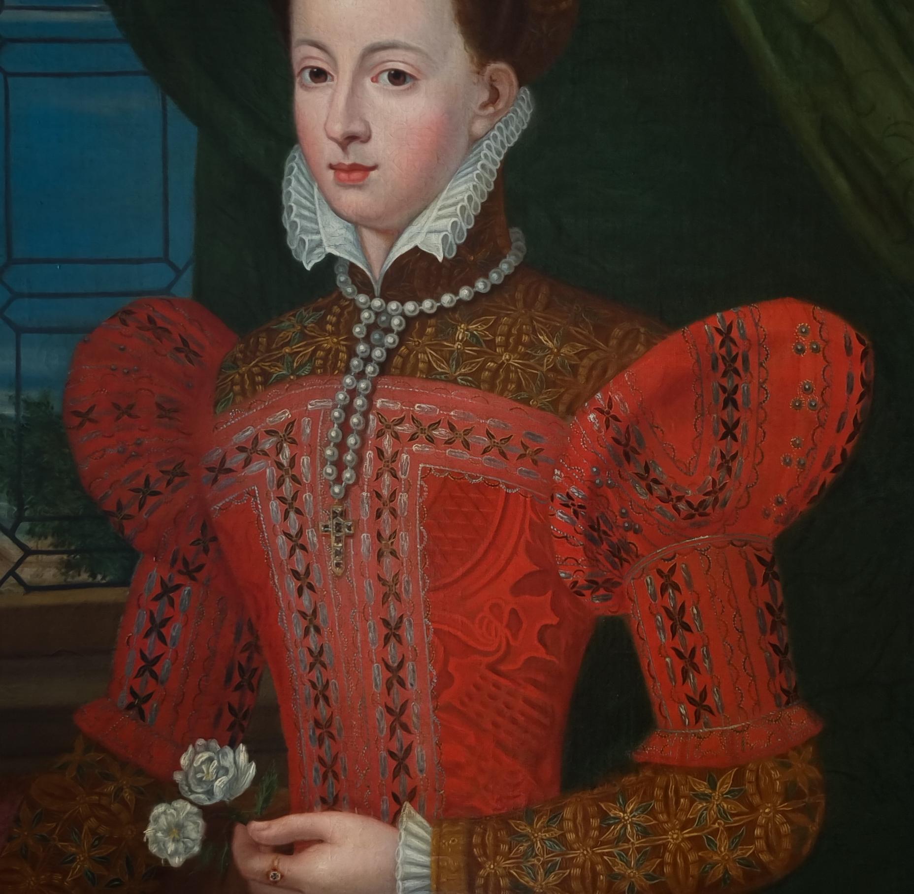 Portrait of Lady, Mary Queen of Scots, 18th century, Antique oil painting canvas 1