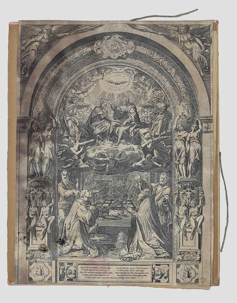 Federico Zuccari Figurative Print - Christ, the Virgin and the Holy Spirit - Original Etching by F. Zuccari - 1650