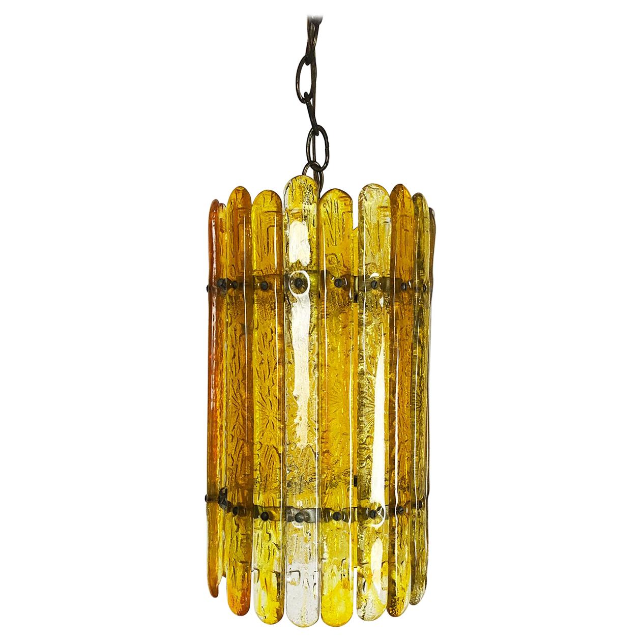Feders Amber Hand Blown Glass Chandelier For Sale