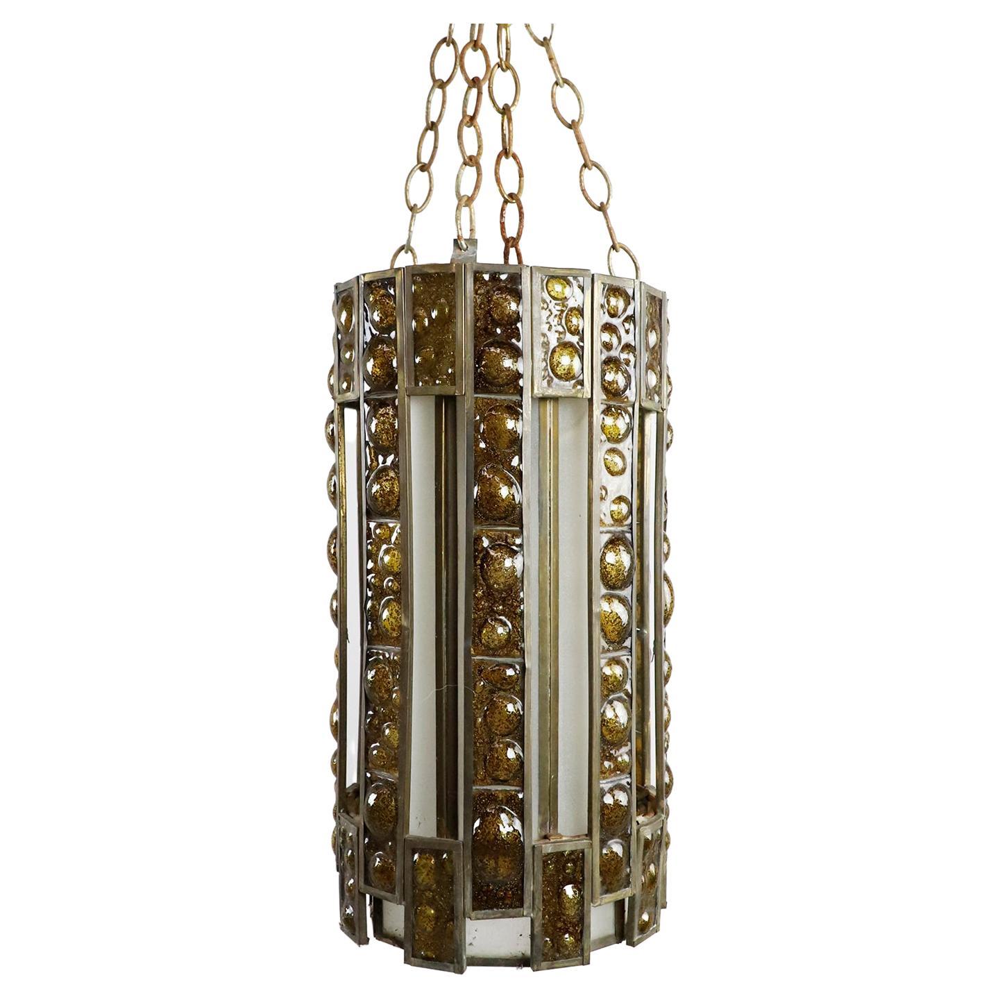 Feders Amber Hand Blown Glass Chandelier