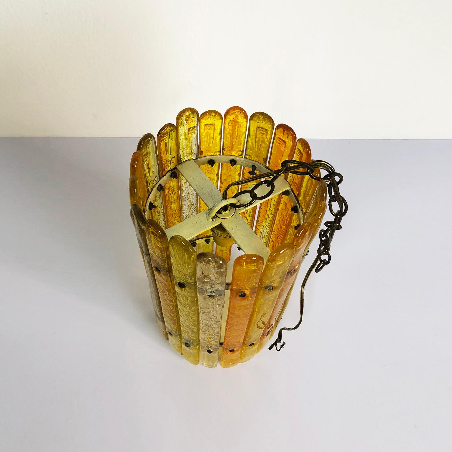 Mid-Century Modern Lustre en verre soufflé à la main Feders Amber en vente