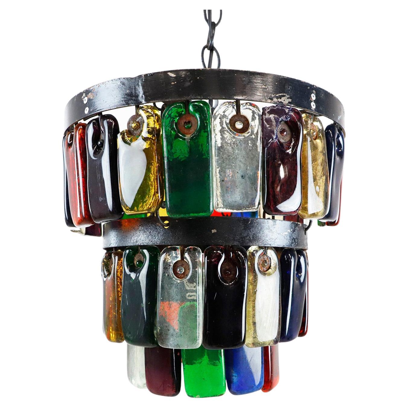 Feders Colors Hand Blown Glass Chandelier For Sale