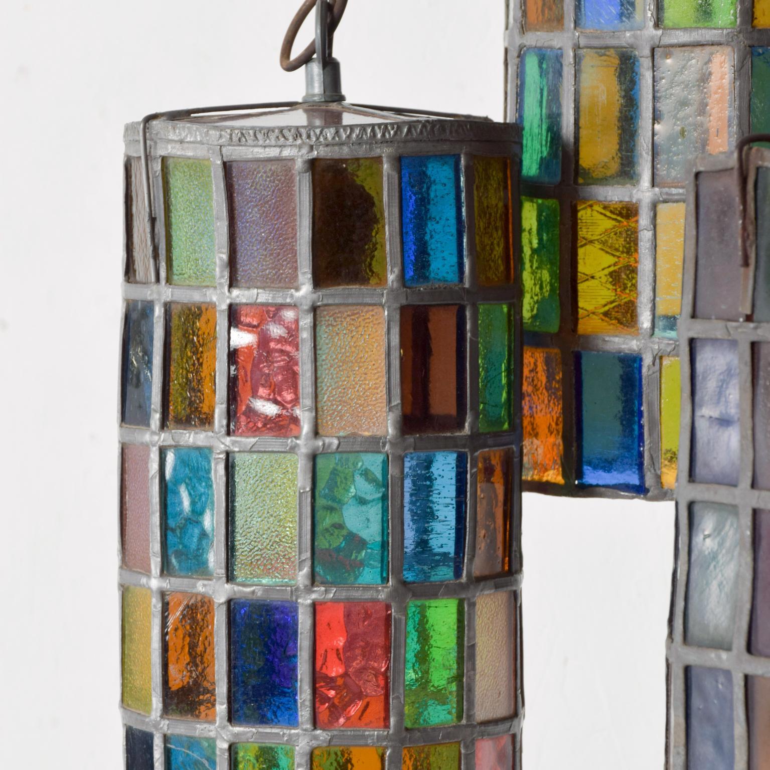 Feders Delfinger Modernist Colored Glass Hanging Pendant Lamp Set 2