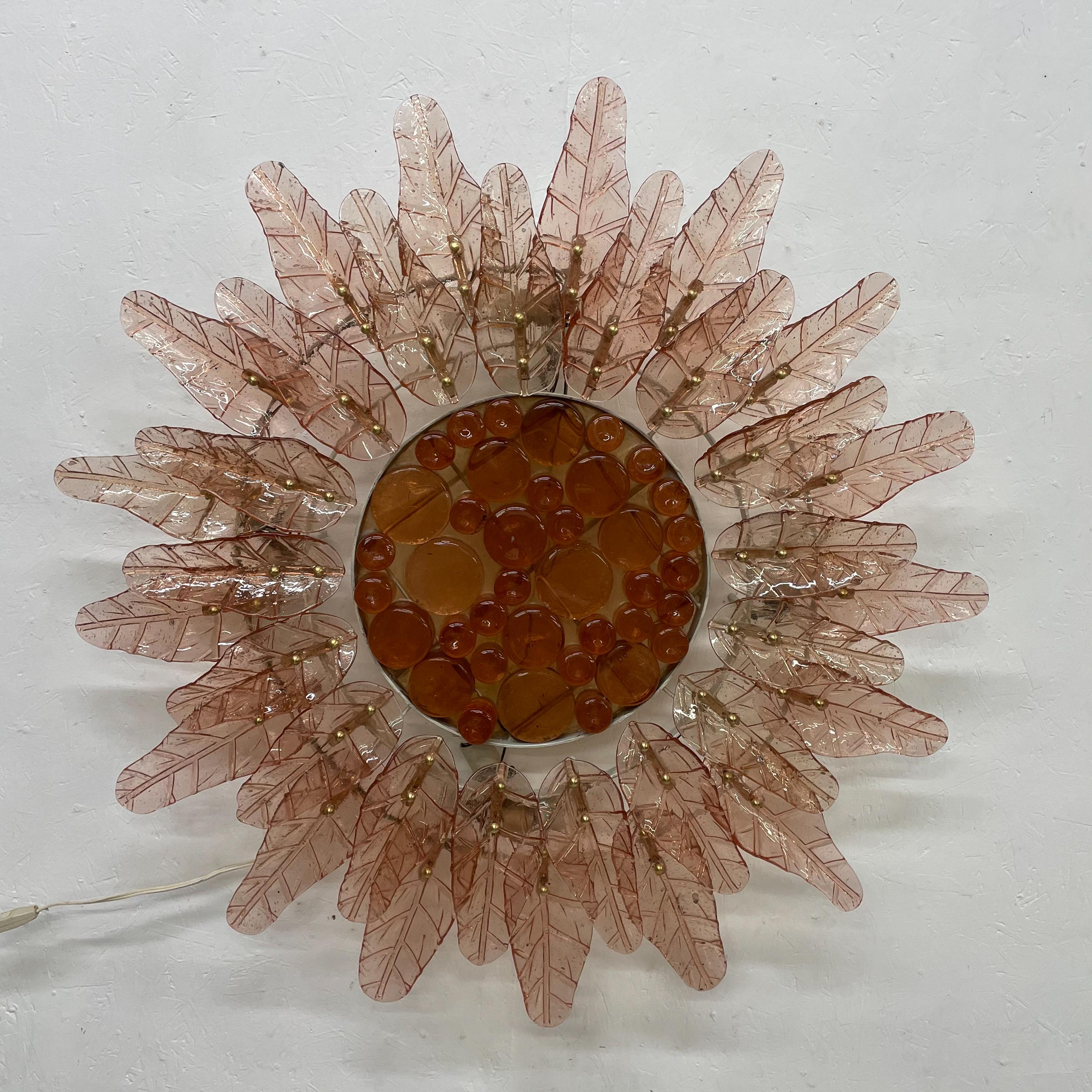 Late 20th Century Feders Fabulous Sun Flower Glass Wall Sconce by Felipe Delfinger Mexico, 1970s