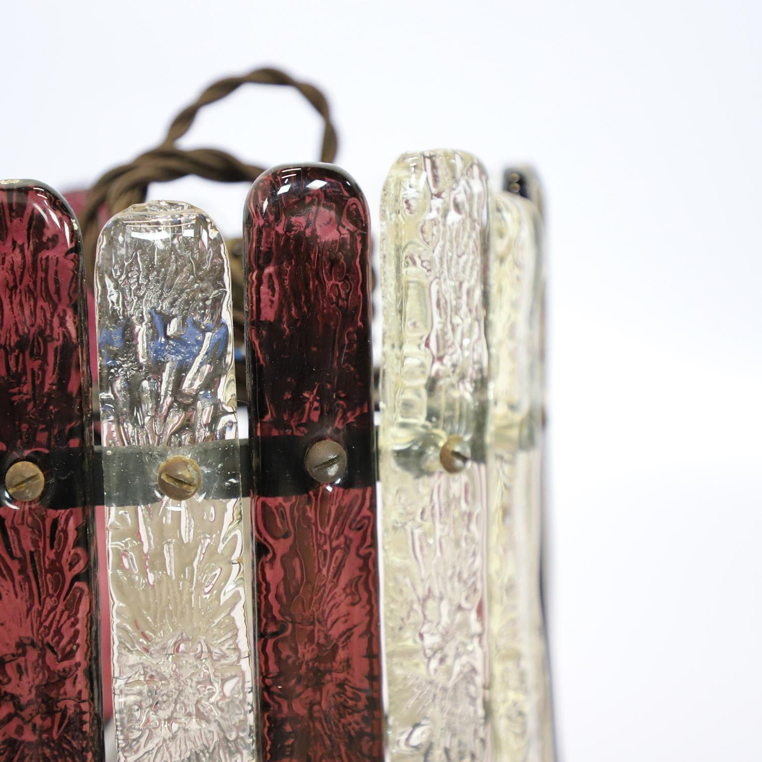 Mid-Century Modern Lustre Feder en verre soufflé à la main en vente