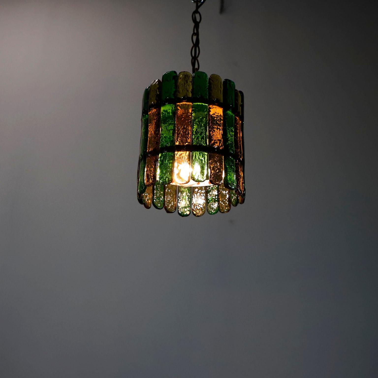 Mid-Century Modern Lustre Feder en verre soufflé à la main en vente