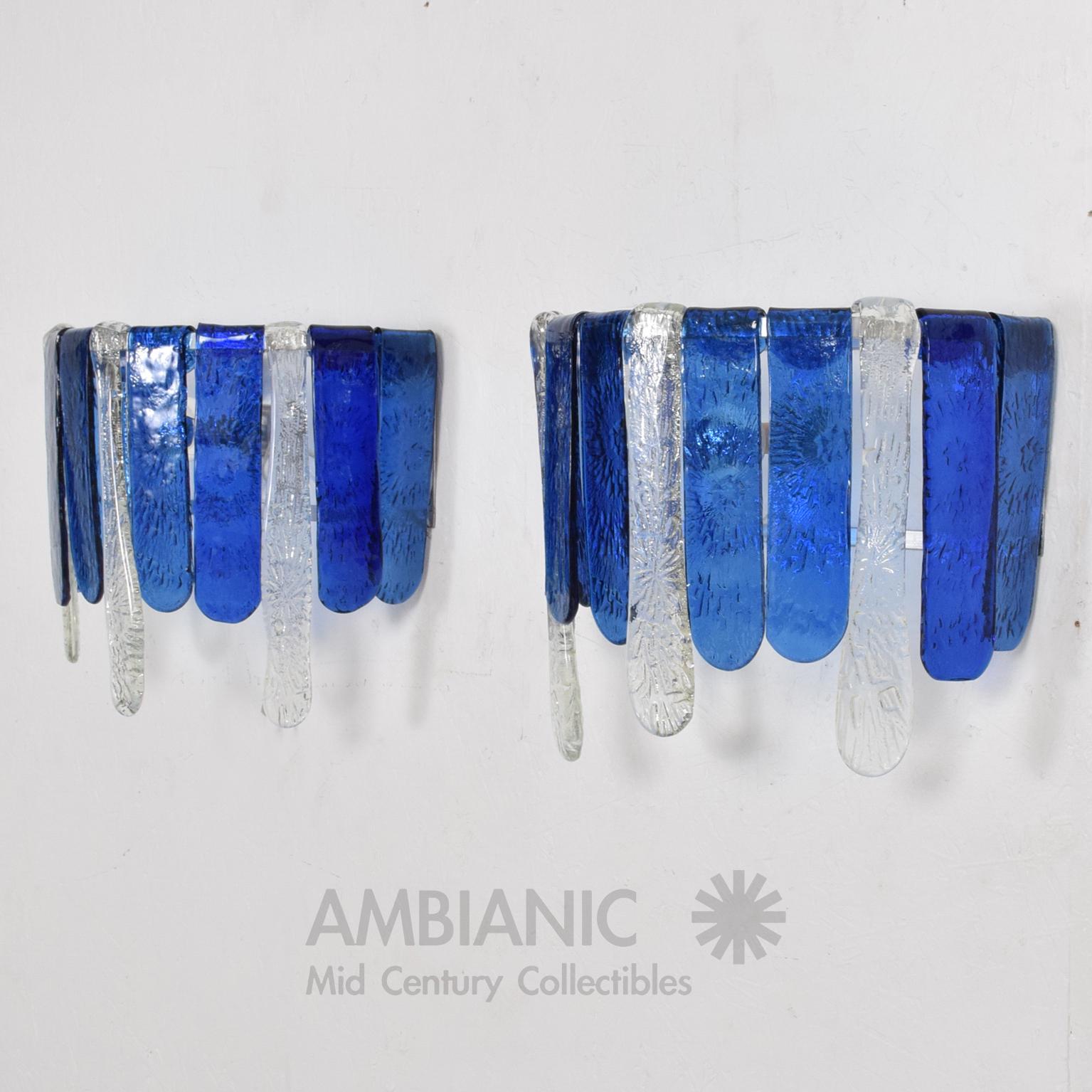 Mid-Century Modern Feders Luscious Blue Hand Blown Glass Wall Sconces, Mexico, 1970s, a Pair