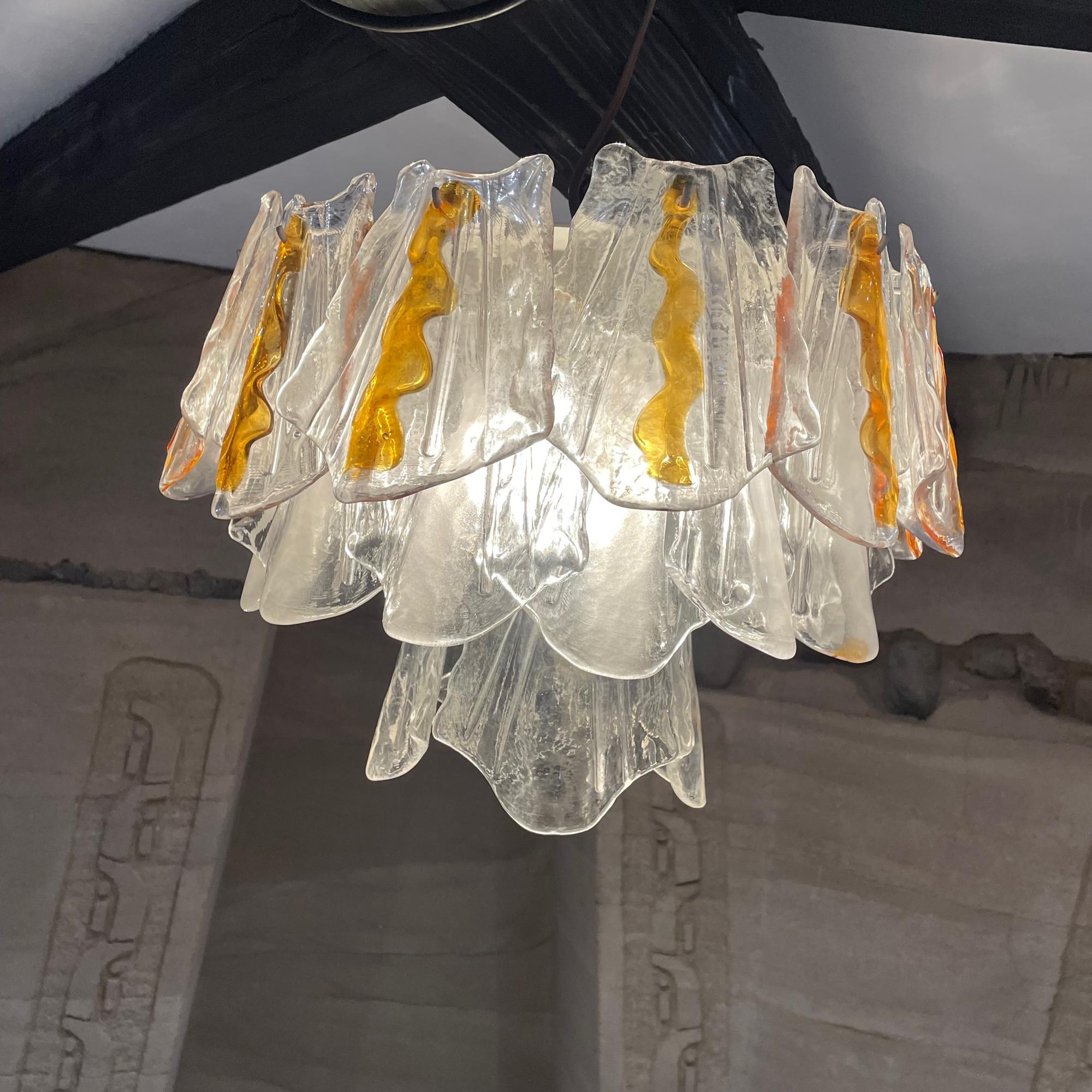 Feders Posh Amber Sculpted Glass Chandelier after AV Mazzega Italy 1960s For Sale 3