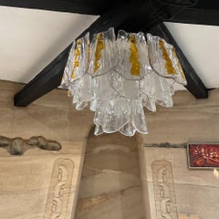 Feders Posh Amber Sculpted Glass Chandelier after AV Mazzega Italy 1960s