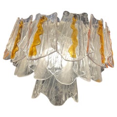Used Feders Posh Amber Sculpted Glass Chandelier after AV Mazzega Italy 1960s