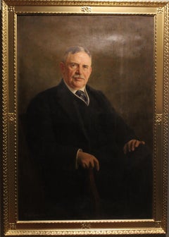 Il famoso artista tedesco Fedor Encke (1851-1936) è un enorme dipinto ad olio antico su tela