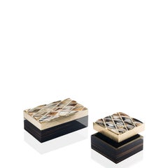 Fedora Jewlery Box in Glossy Ebony, 24K Gold-Plated Brass, & Horn by Arcahorn