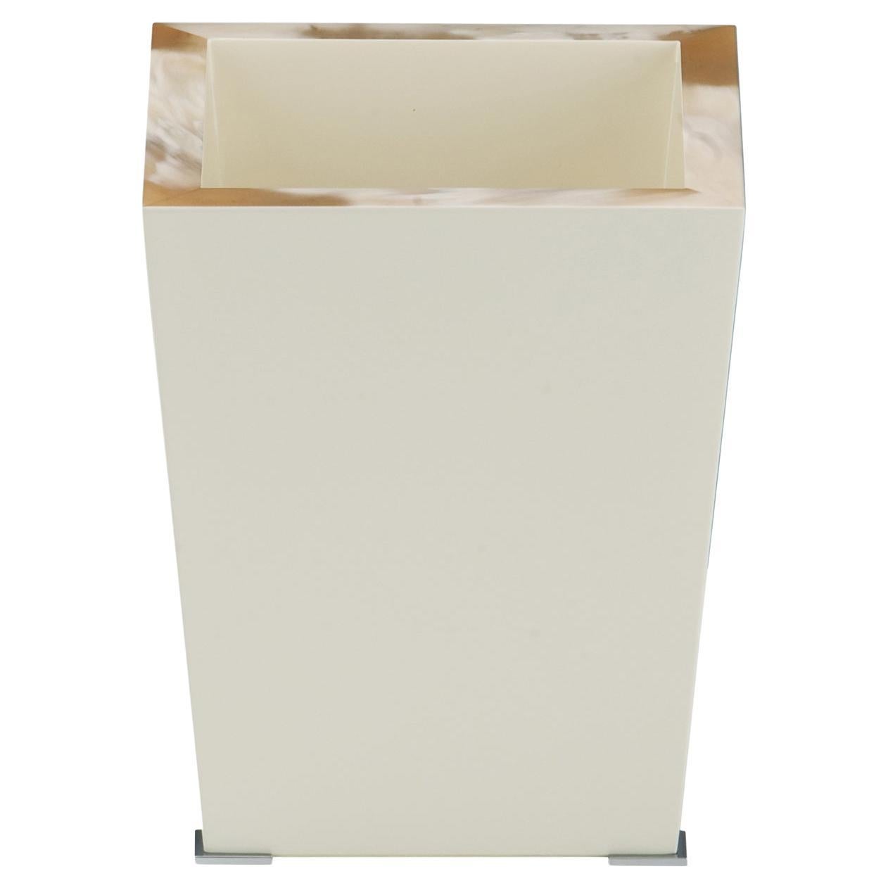 Papelera Fedro de marfil con inserción de cuerno