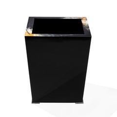 Fedro Waste Paper Basket in Corno Italiano and Black Lacquered Wood, Mod. 1956