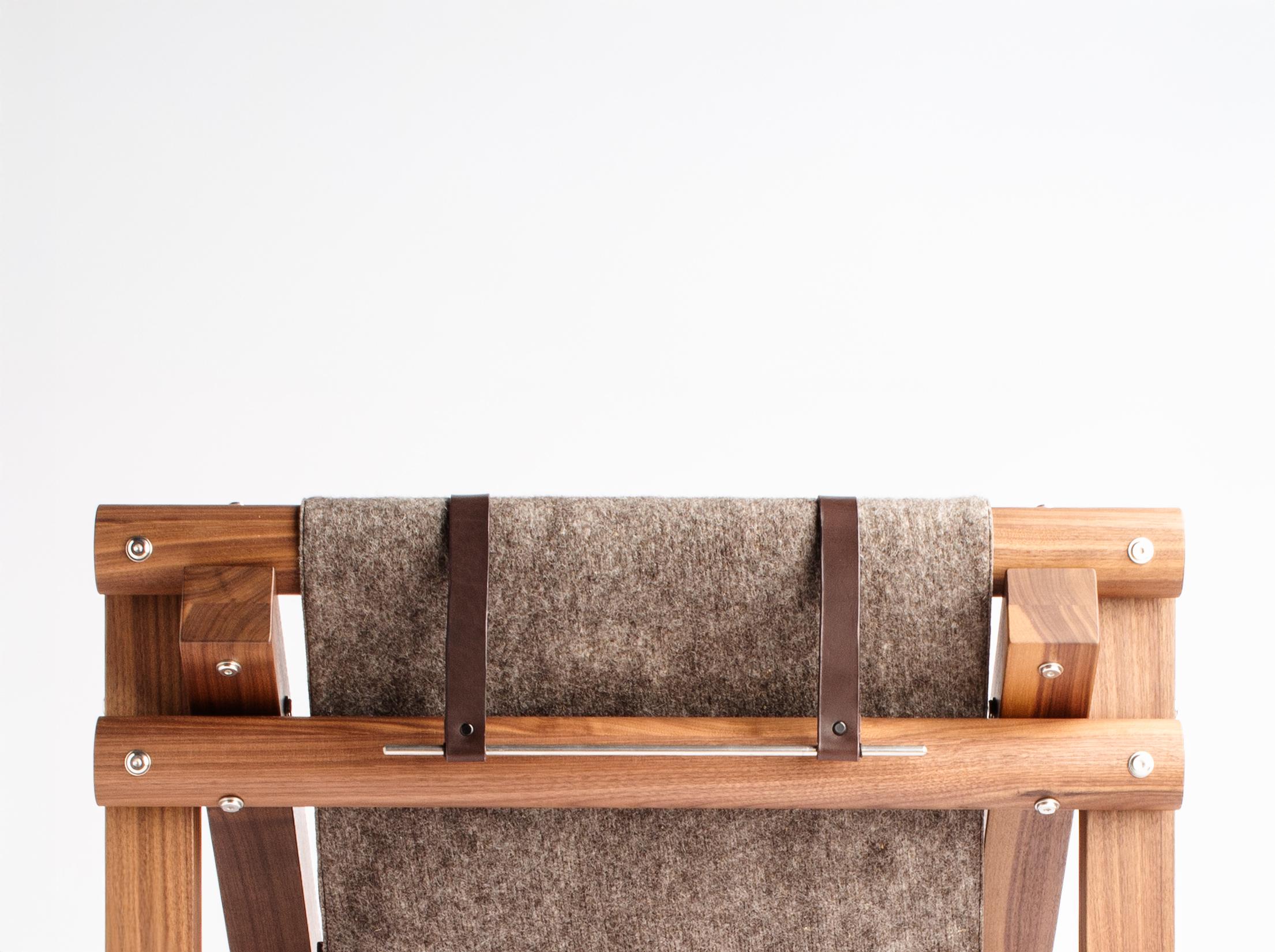 Metal Fee Fi Fo Fum Walnut Wood and Wool Armchair by Adriane Escarfullery For Sale