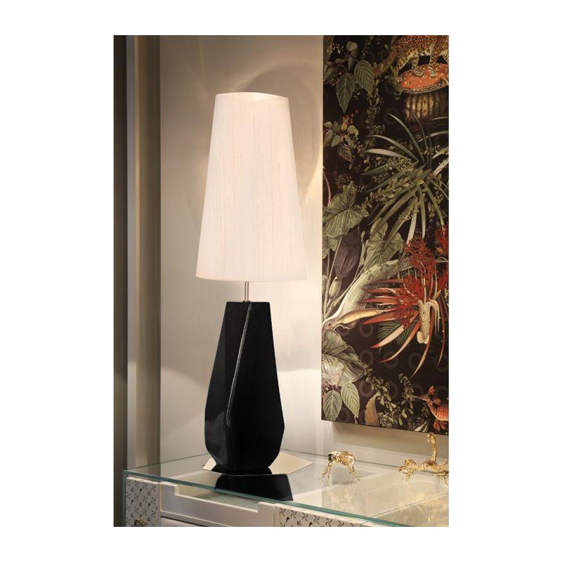 Stainless Steel Feel Big Table Lamp with Silk Shade by Boca do Lobo For Sale